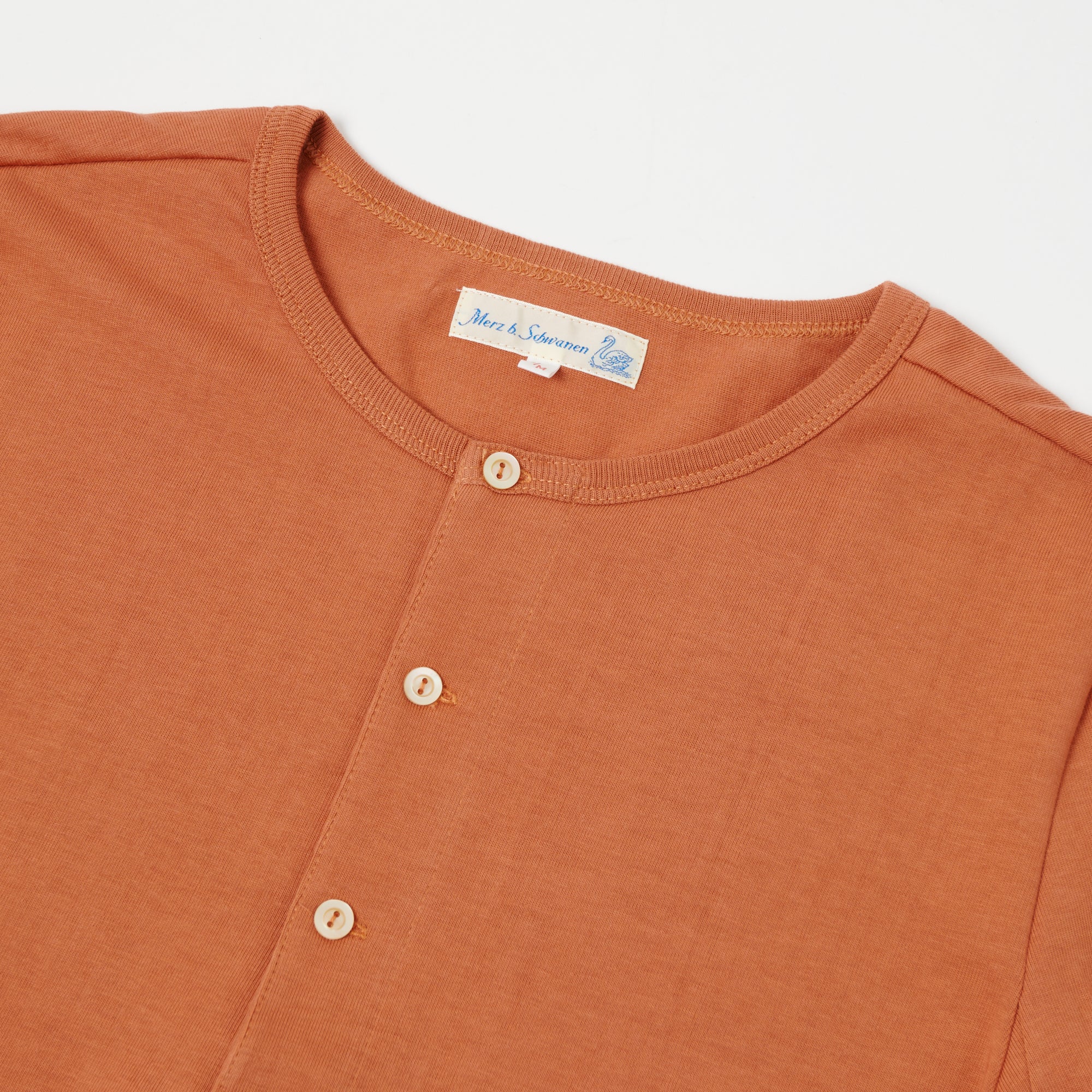 Merz b. Schwanen 206 Long Sleeve Henley - Sunset - Image 3