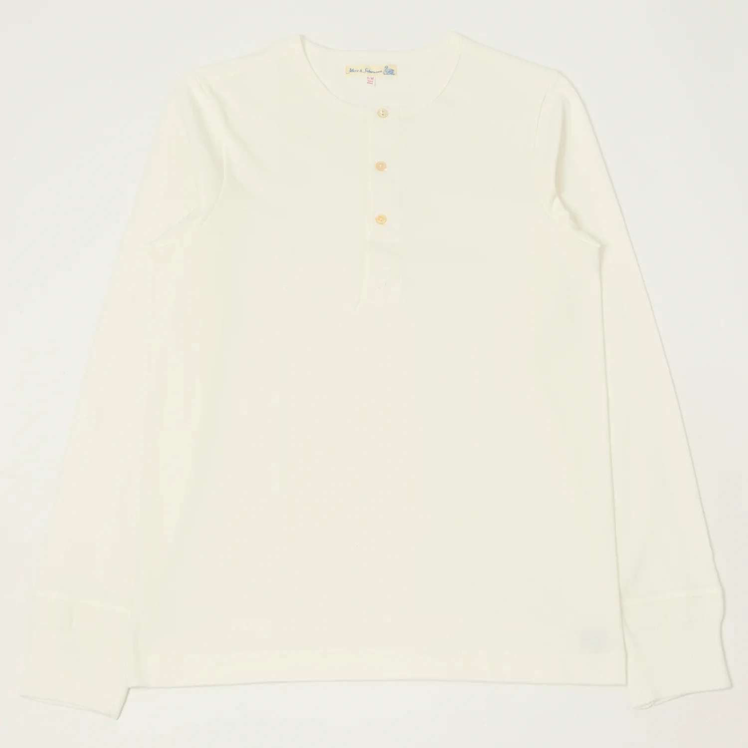 Merz b. Schwanen 206 Long Sleeve Henley - White