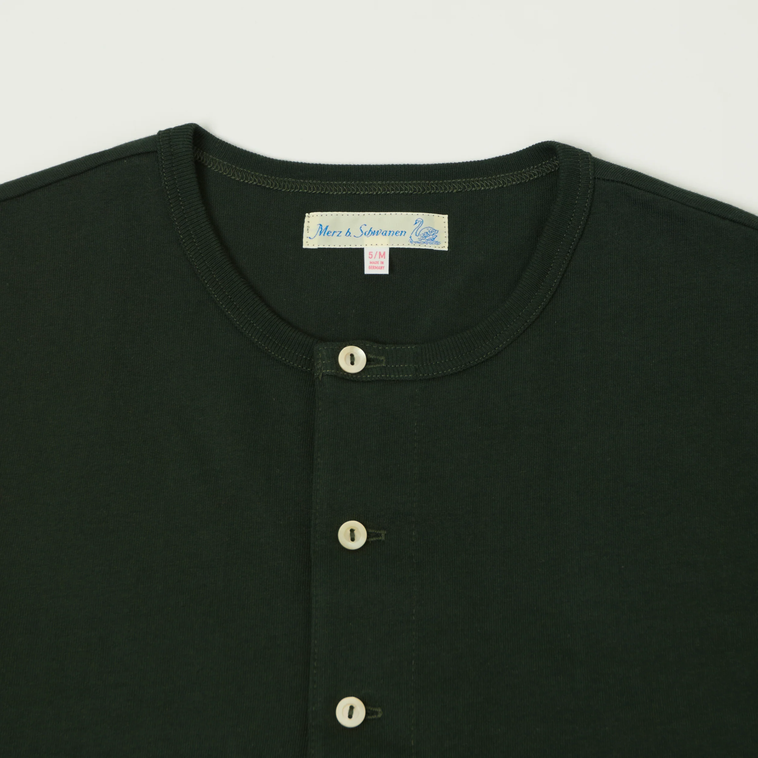 Merz b. Schwanen 2M06 Classic Long Sleeve Henley - Forest - Image 2