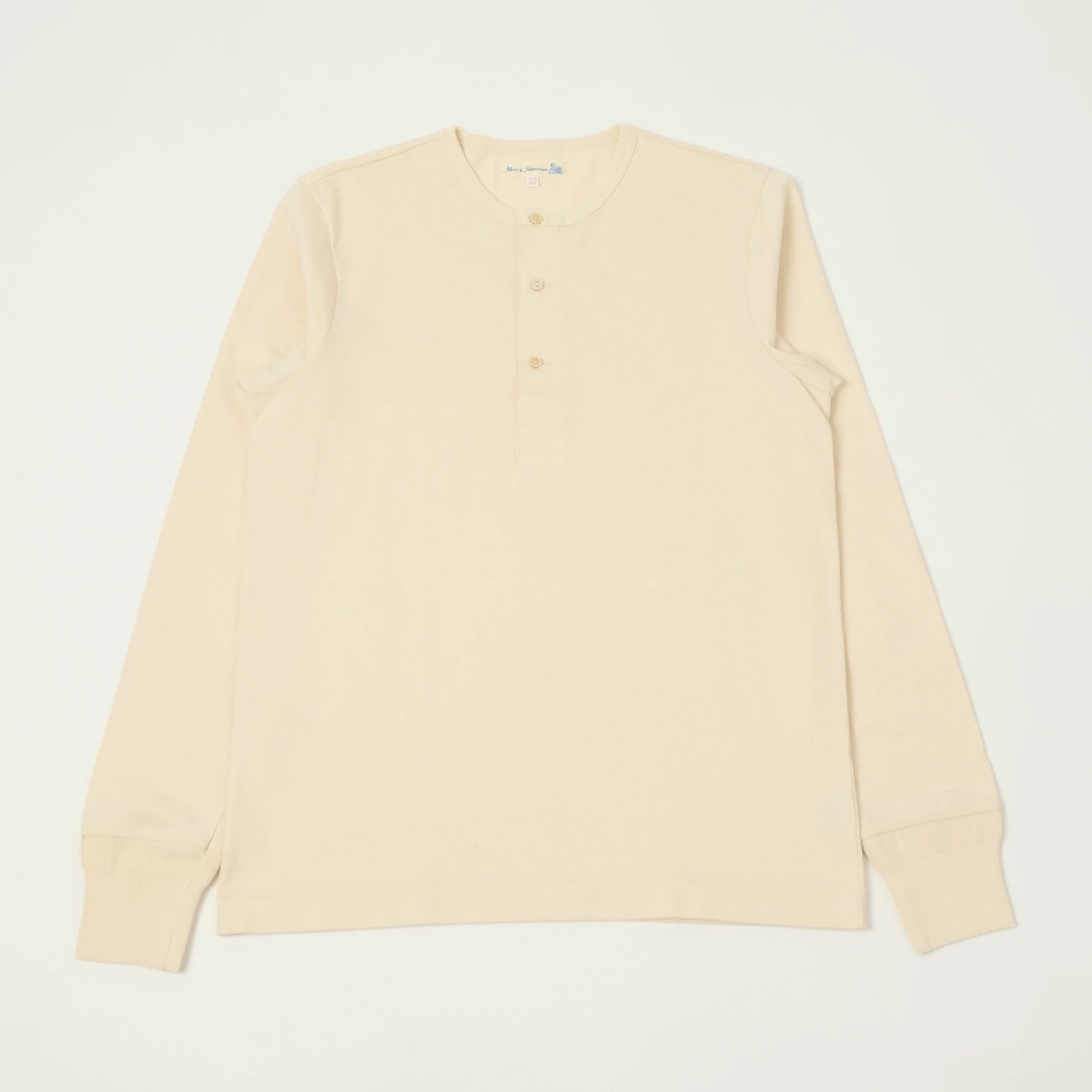 Merz b. Schwanen 2M06 Classic Long Sleeve Henley - Nature