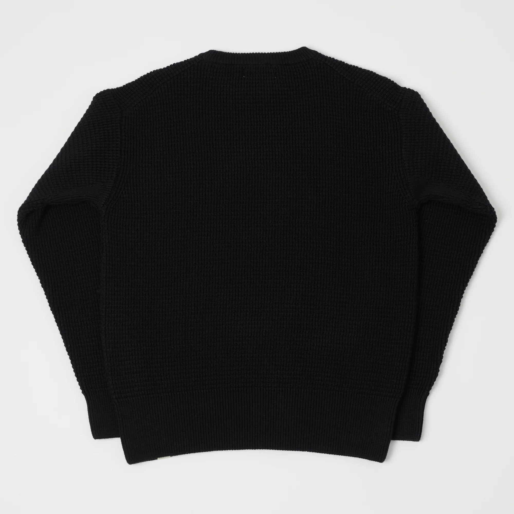 Merz b. Schwanen CCWC01 Knit Crew Waffle Pullover - Deep Black - Image 3