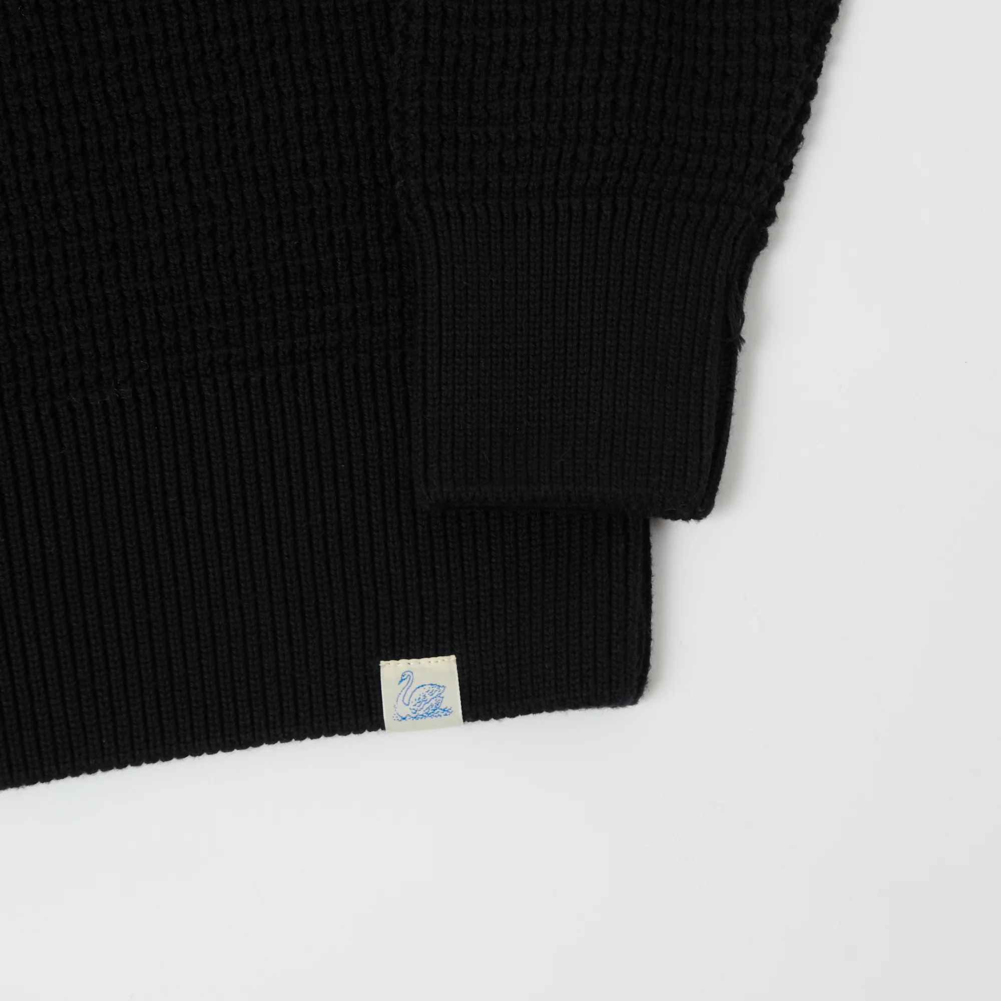 Merz b. Schwanen CCWC01 Knit Crew Waffle Pullover - Deep Black - Image 4