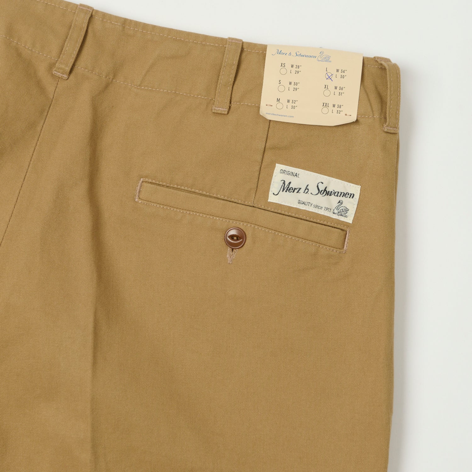Merz b. Schwanen 'Good Basics' Organic Cotton Twill Chinos - Khaki - Image 2