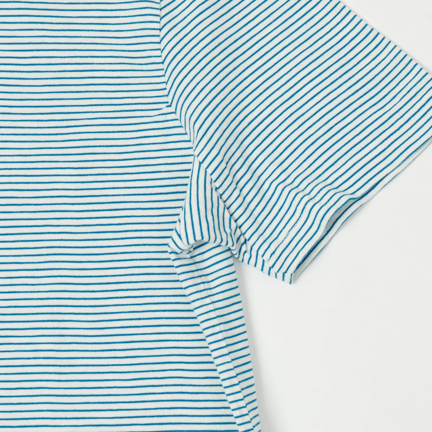 Merz b. Schwanen 'Good Basics' Lightweight Stripe T-Shirt - White/Aqua - Image 3