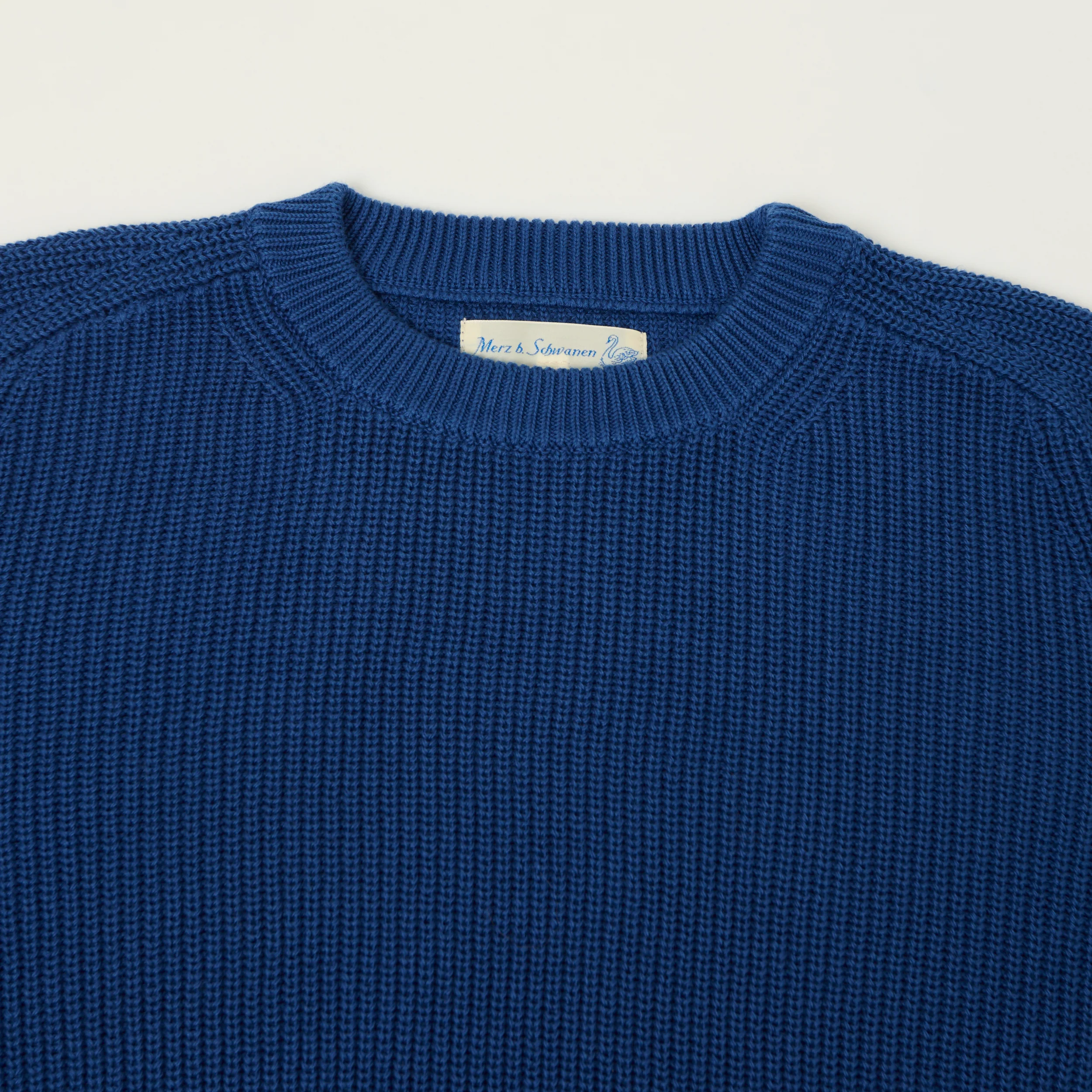 Merz b. Schwanen 'Good Basics' Cotton Ribbed Sweater - Carbon Blue - Image 2