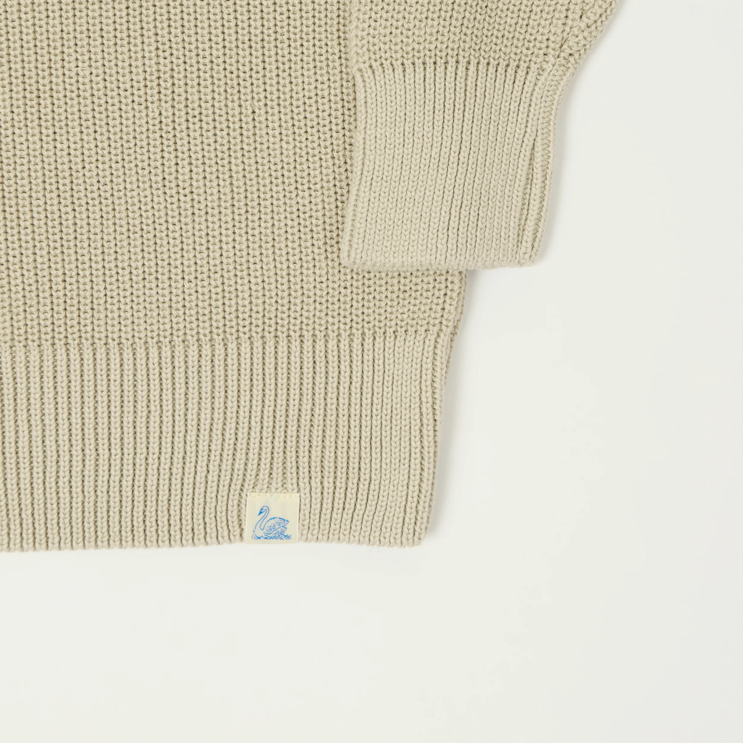 Merz b. Schwanen 'Good Basics' Cotton Ribbed Sweater - Sand - Image 4
