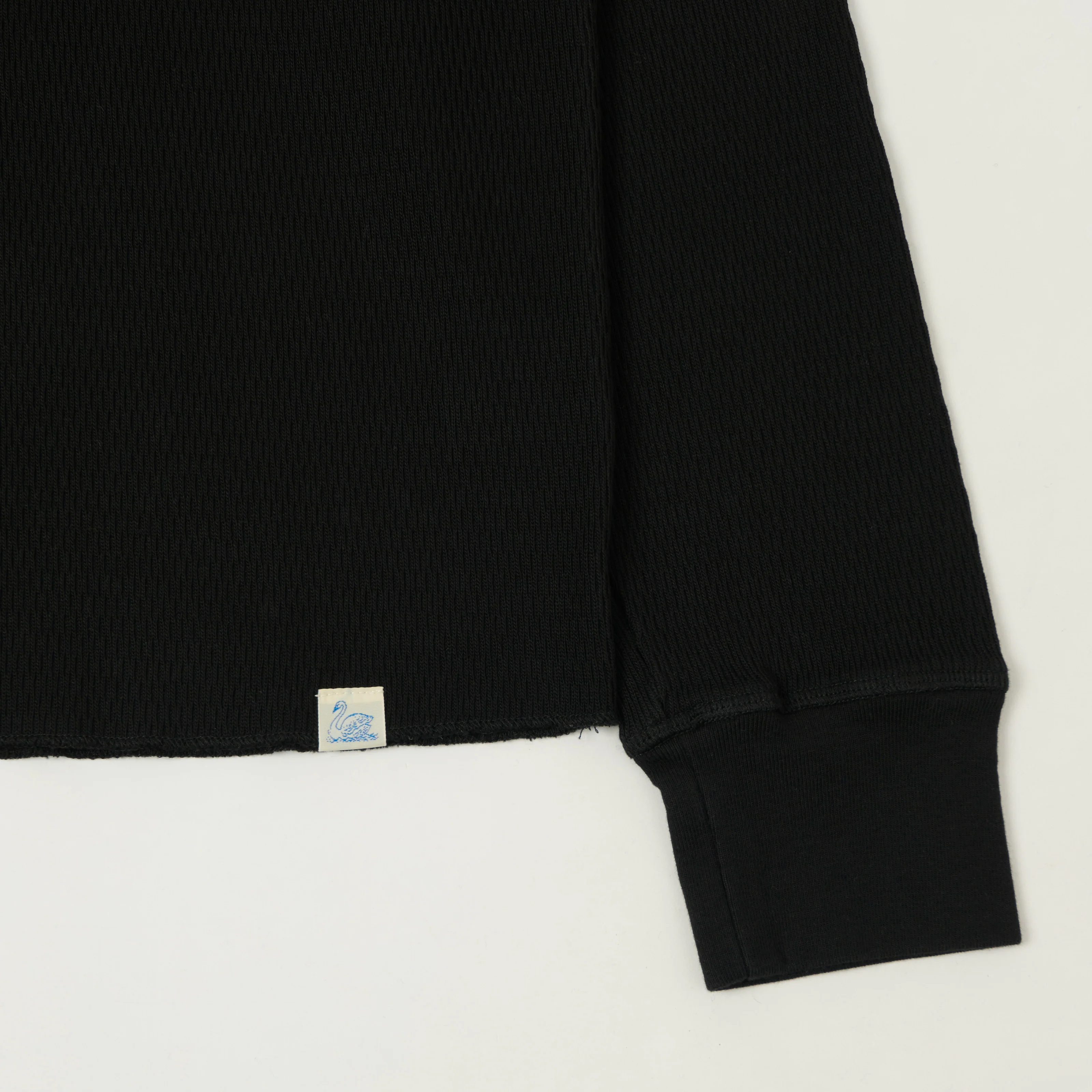 Merz b. Schwanen 'Good Basics' Long Sleeve Thermal T-Shirt - Deep Black - Image 3