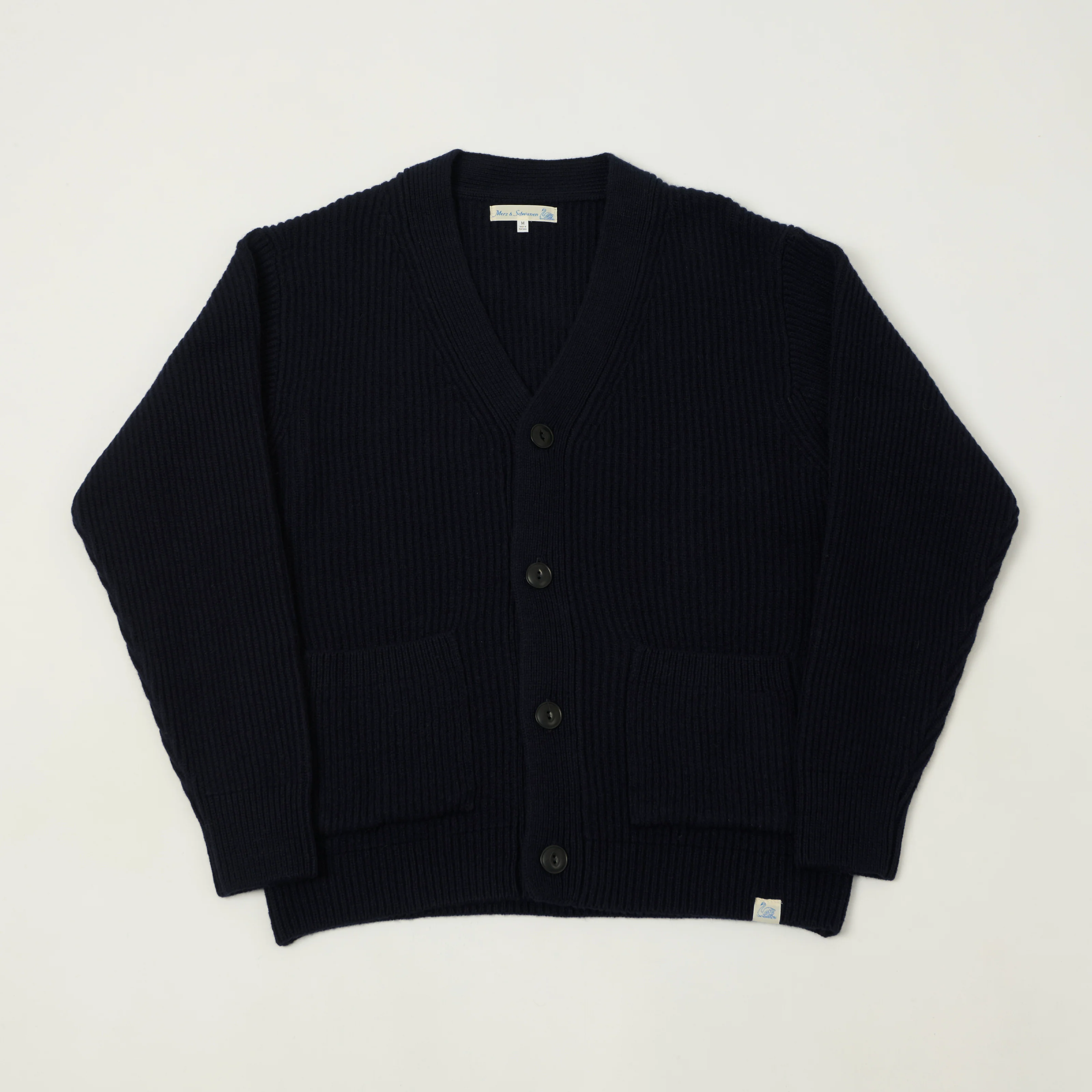 Merz b. Schwanen 'Good Basics' Merino Wool Cardigan - Dark Navy