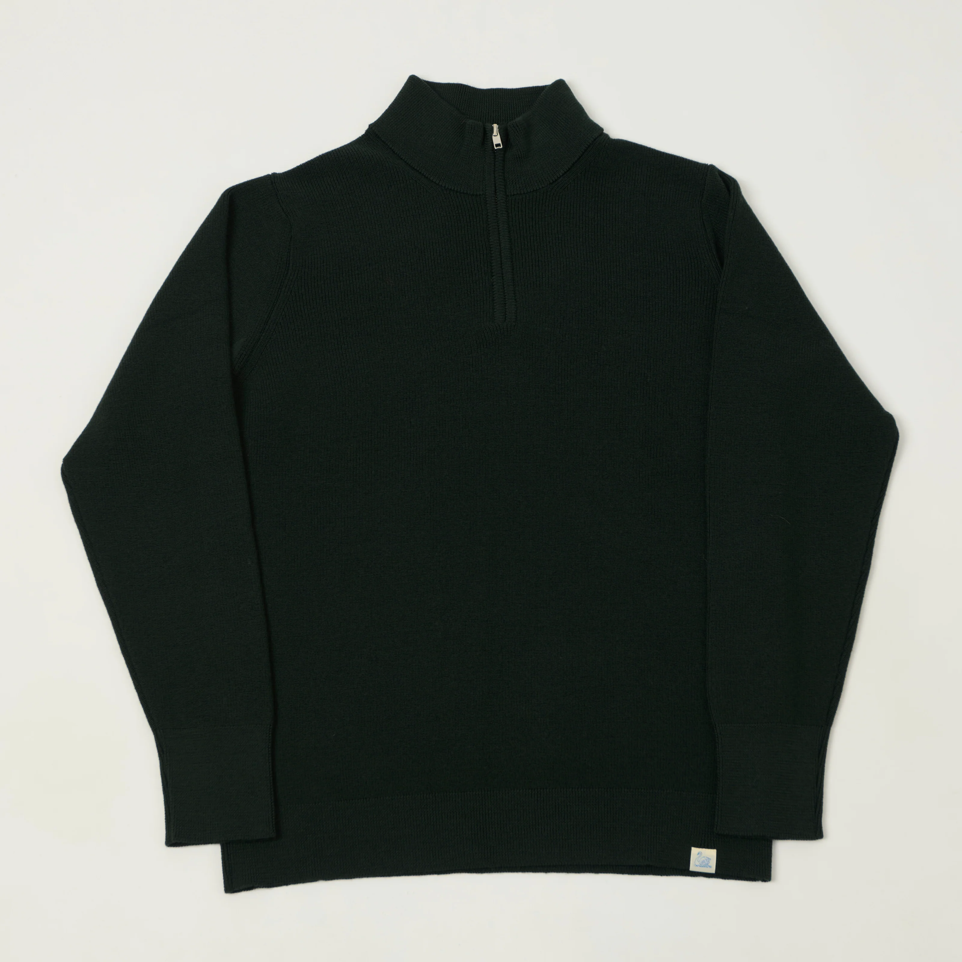 Merz b. Schwanen 'Good Basics' Merino Wool Quarter Zip Sweater - Bottle Green
