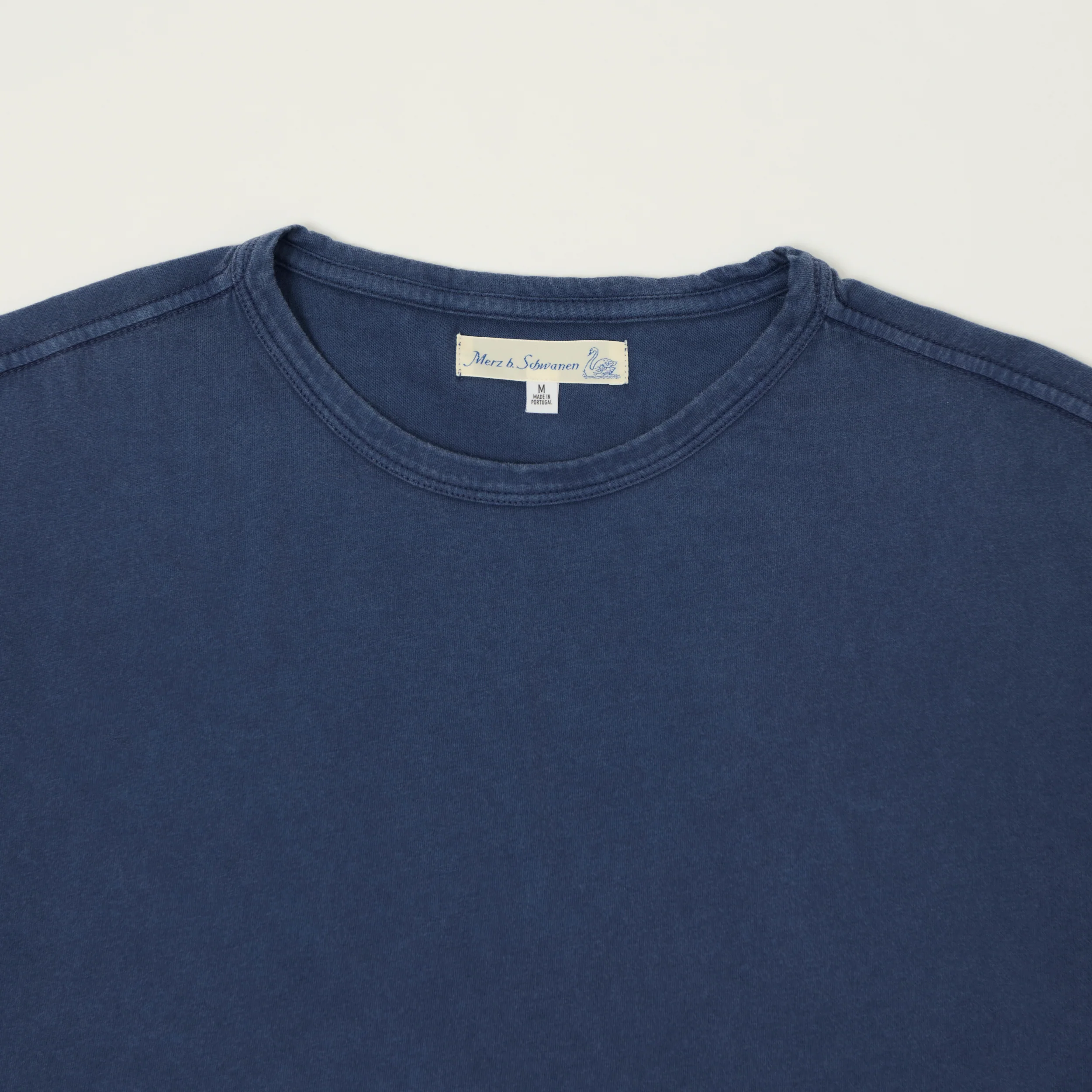 Merz b. Schwanen 'Good Basics' Pima Cotton T-Shirt - Mid Wash Indigo - Image 2