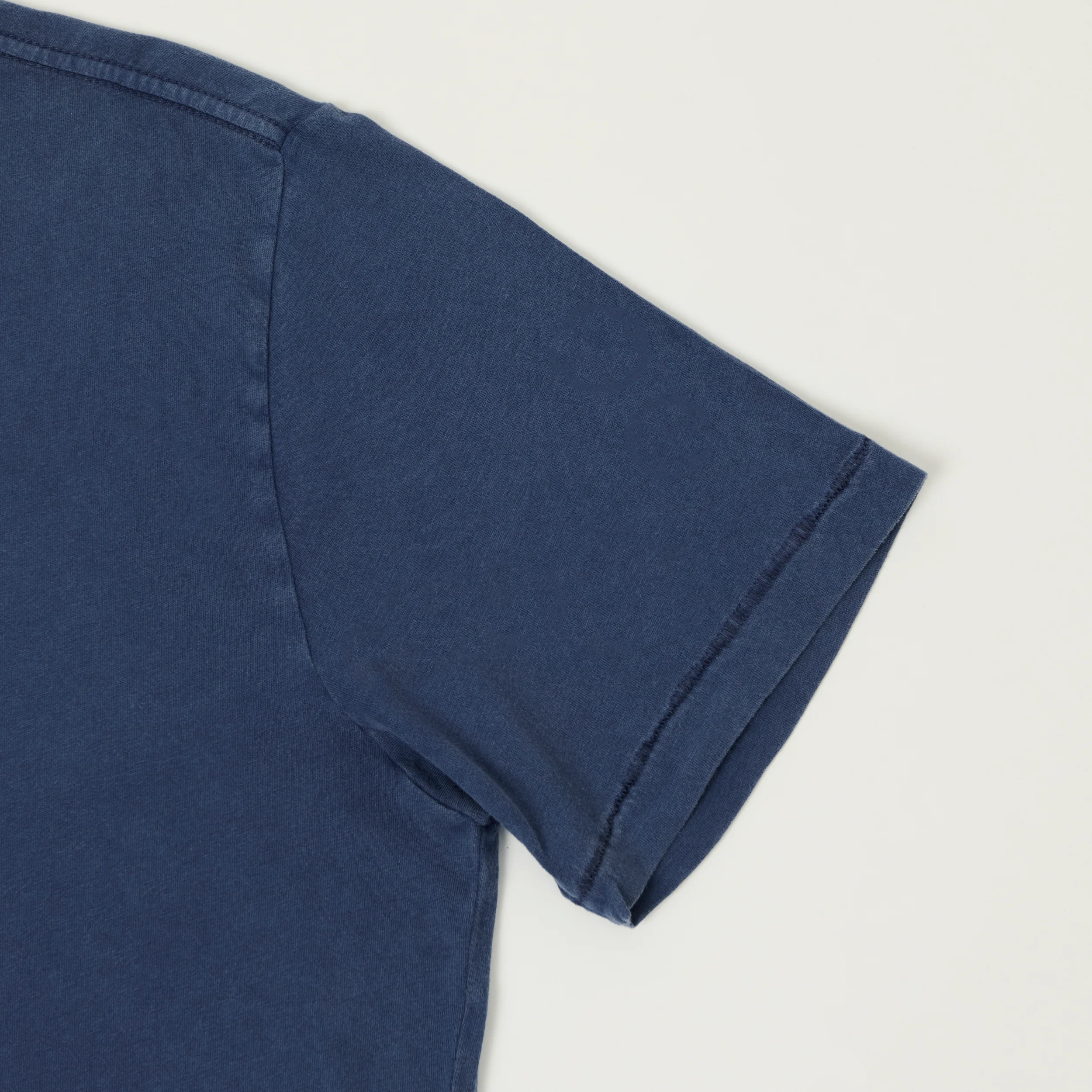 Merz b. Schwanen 'Good Basics' Pima Cotton T-Shirt - Mid Wash Indigo - Image 3
