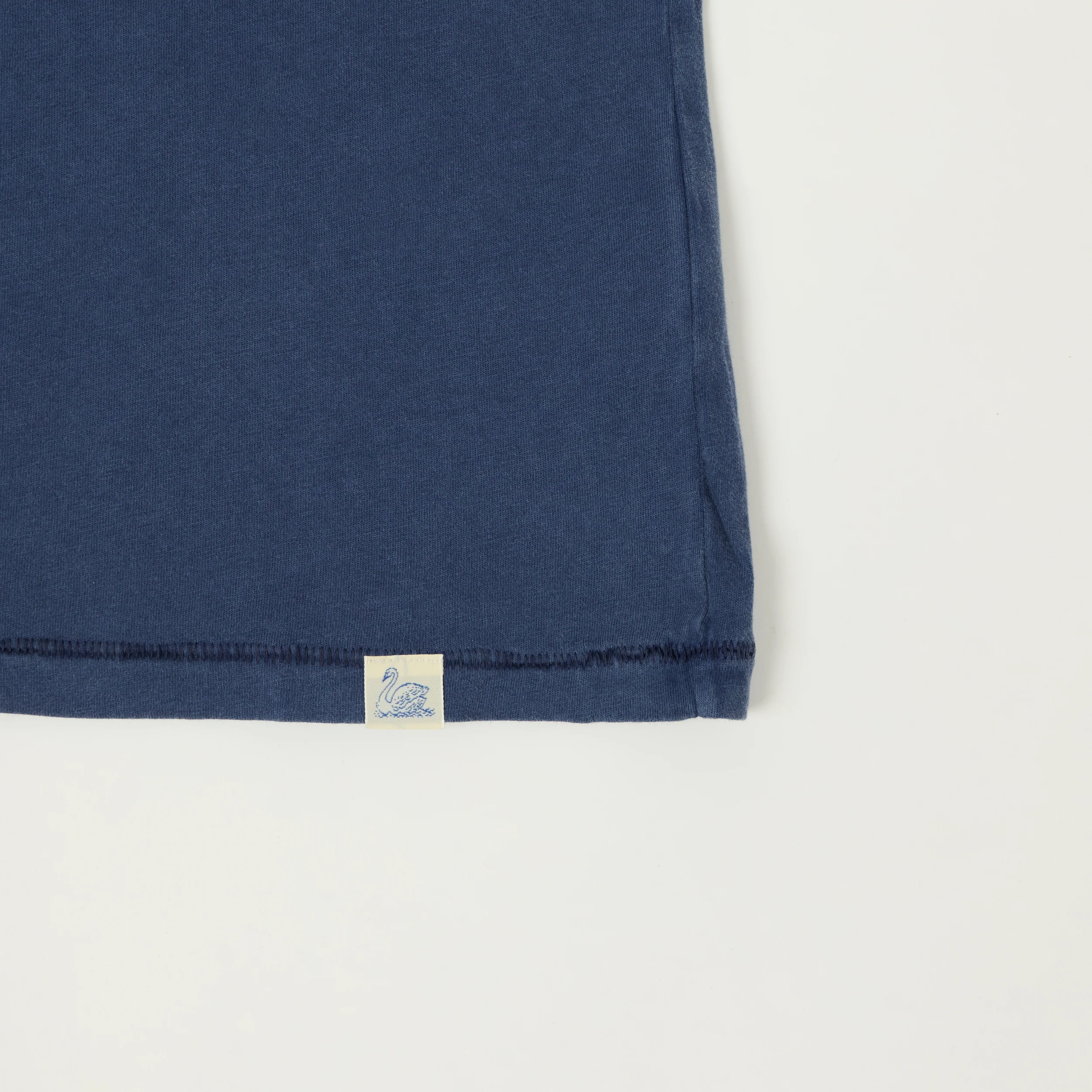 Merz b. Schwanen 'Good Basics' Pima Cotton T-Shirt - Mid Wash Indigo - Image 4