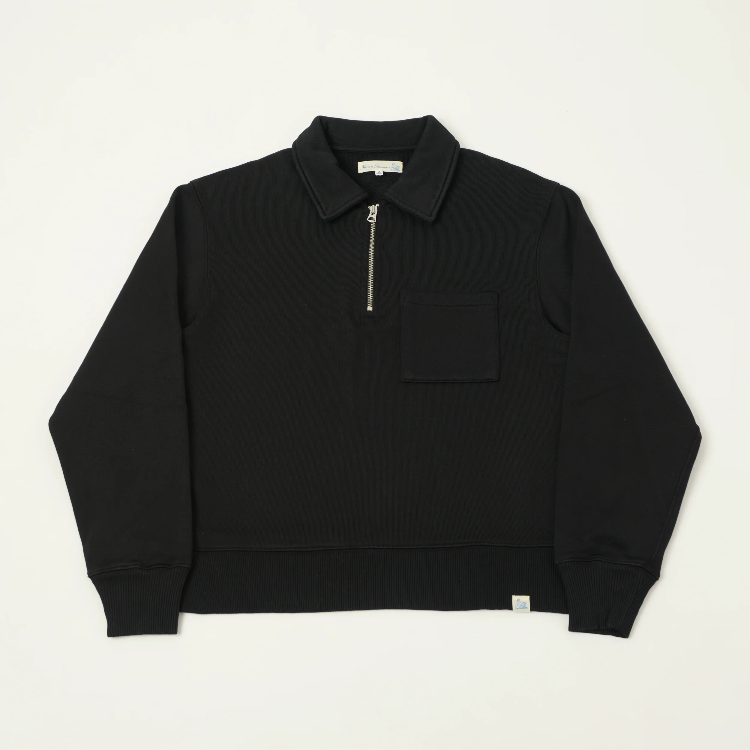 Merz b. Schwanen 'Good Basics' Quarter Zip Sweatshirt - Deep Black