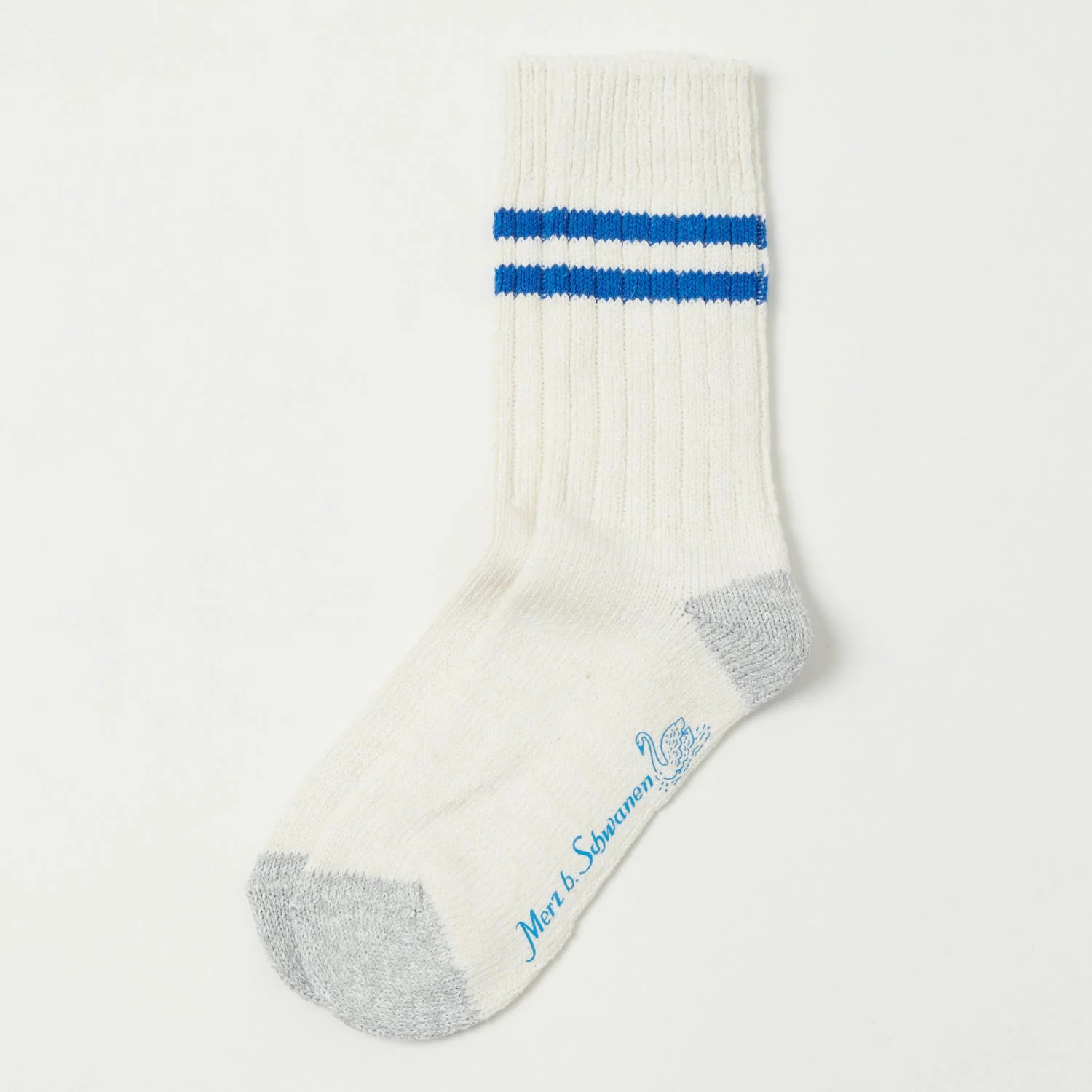 Merz b. Schwanen GS05 Stripe Sock - Nature/Swan Blue