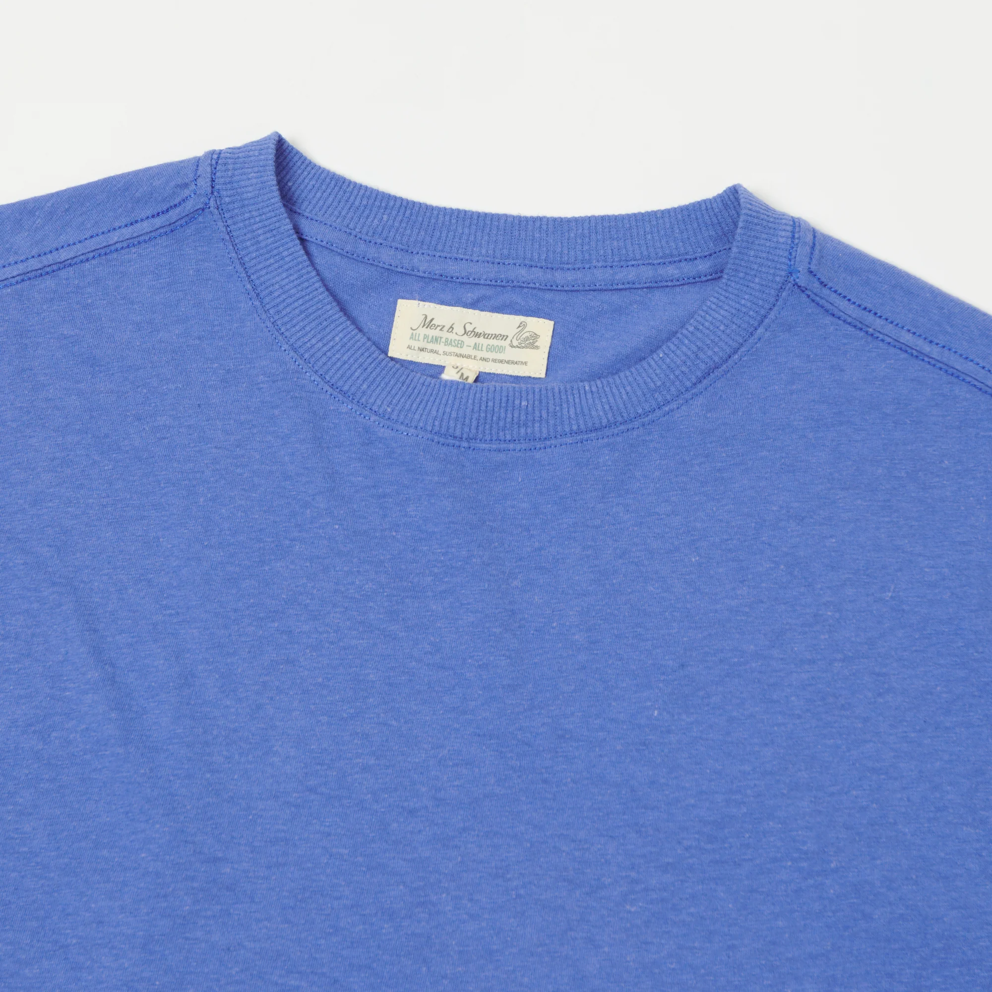 Merz b. Schwanen 'Good Basics' Plant Based Unisex Tee - Washed Blue - Image 2