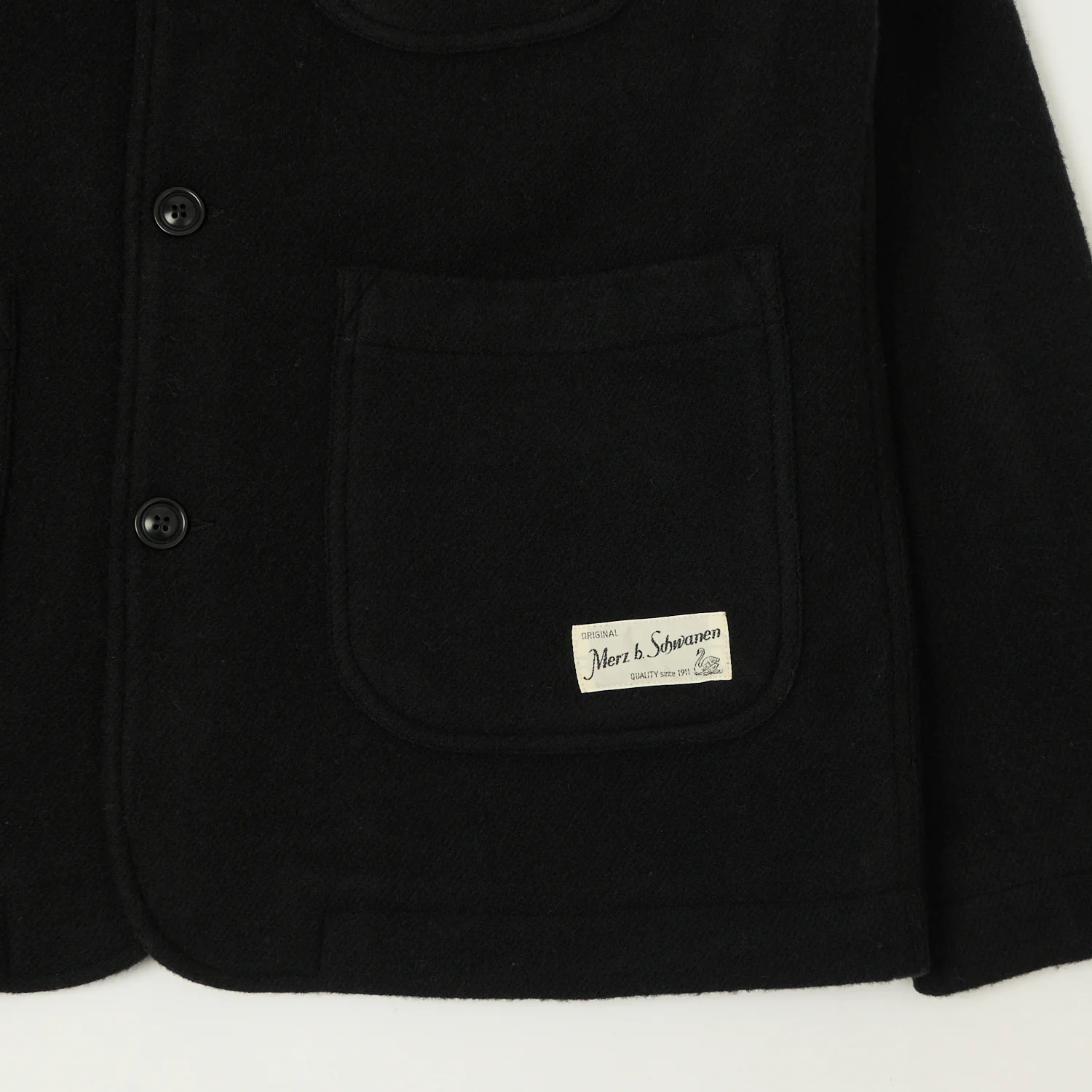 Merz b. Schwanen 'Good Basics' Wool Work Jacket - Deep Black - Image 5