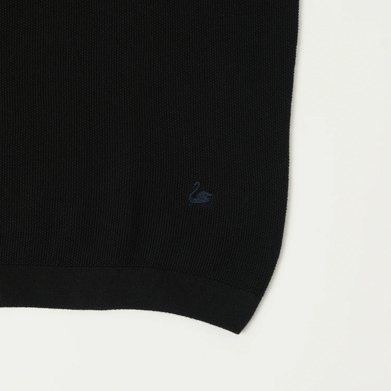 Merz b. Schwanen 'Good Basics' Plant Based Knitted Polo Shirt - Deep Black - Image 3