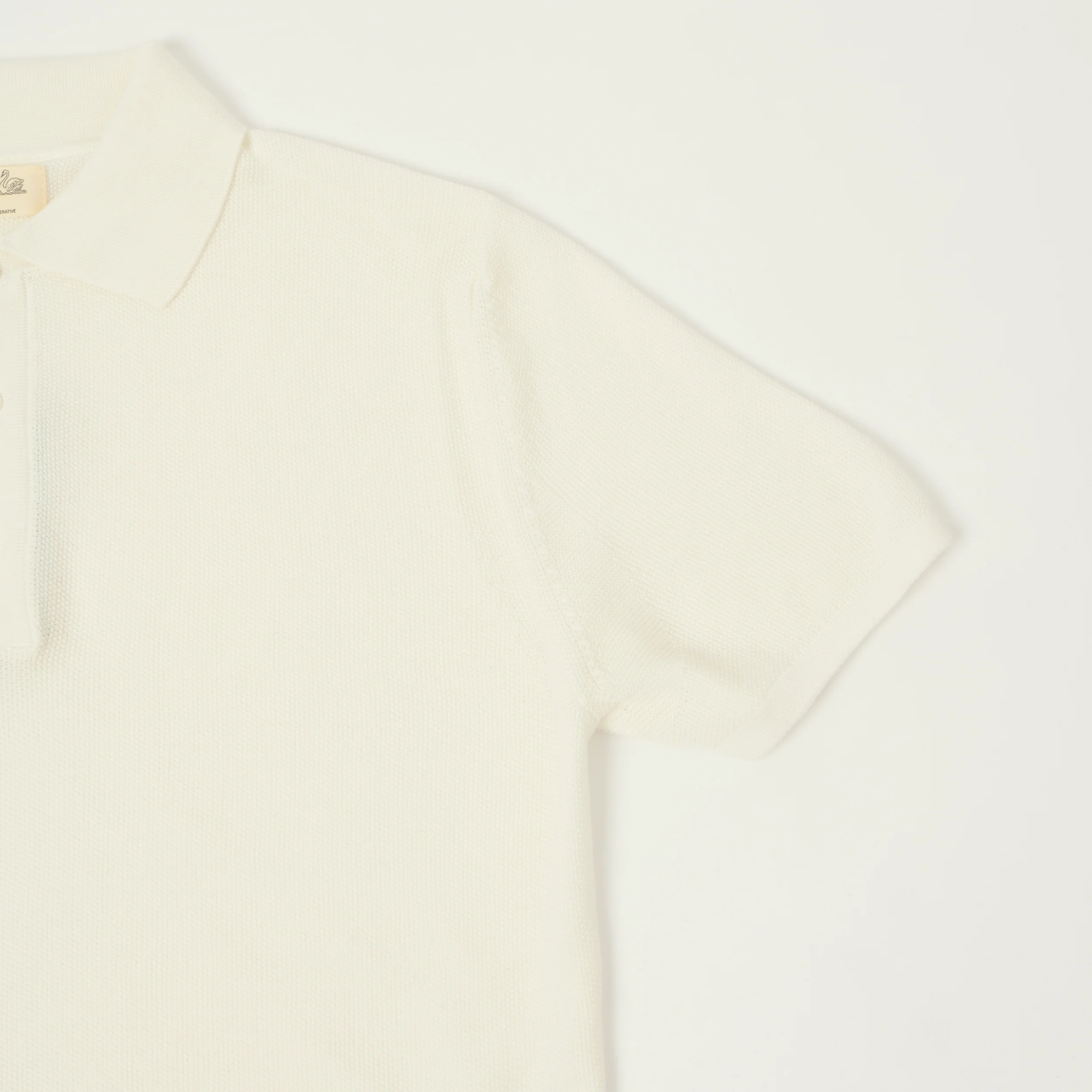 Merz b. Schwanen 'Good Basics' Plant Based Pique Polo Shirt - White - Image 3