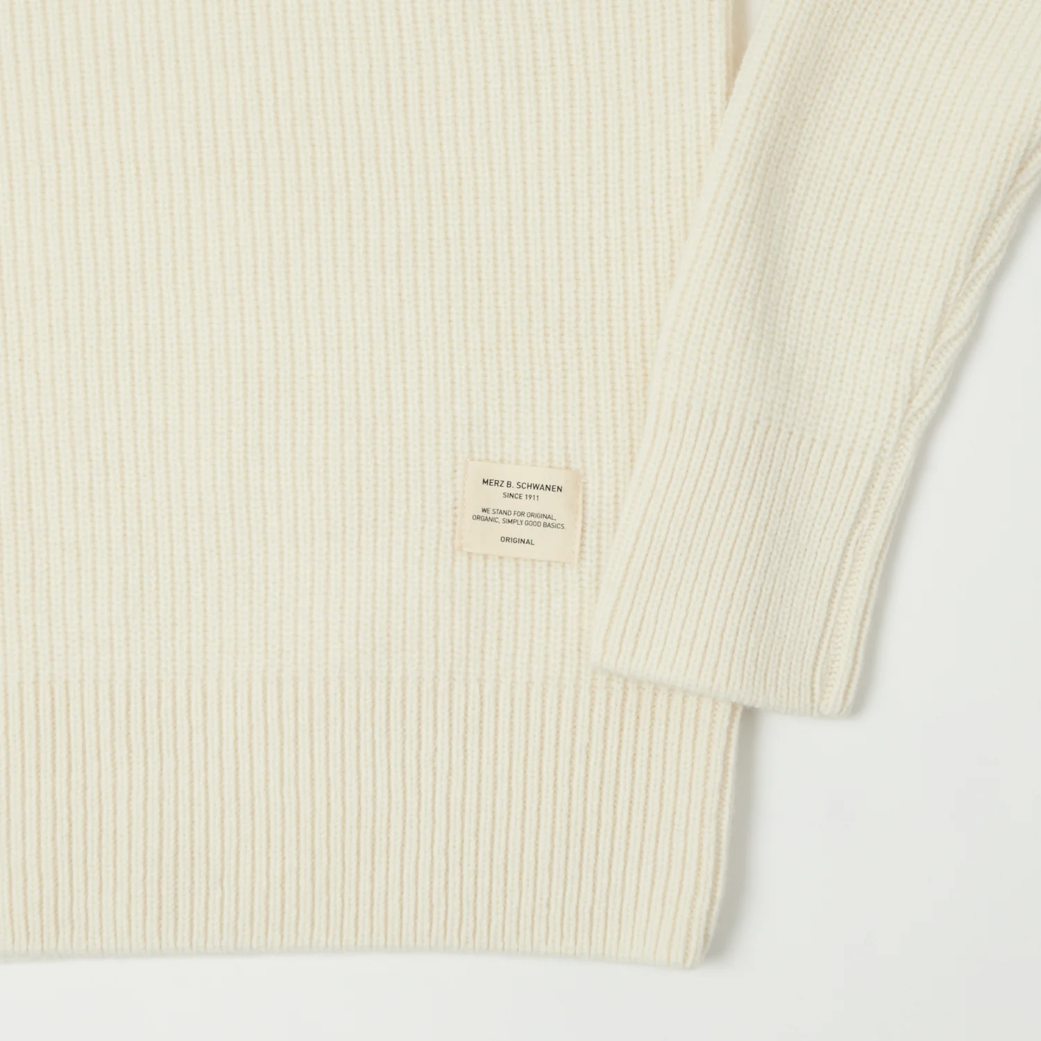 Merz b. Schwanen 'Good Basics' Wool Cashmere Ribbed Knit Pullover - Nature - Image 3