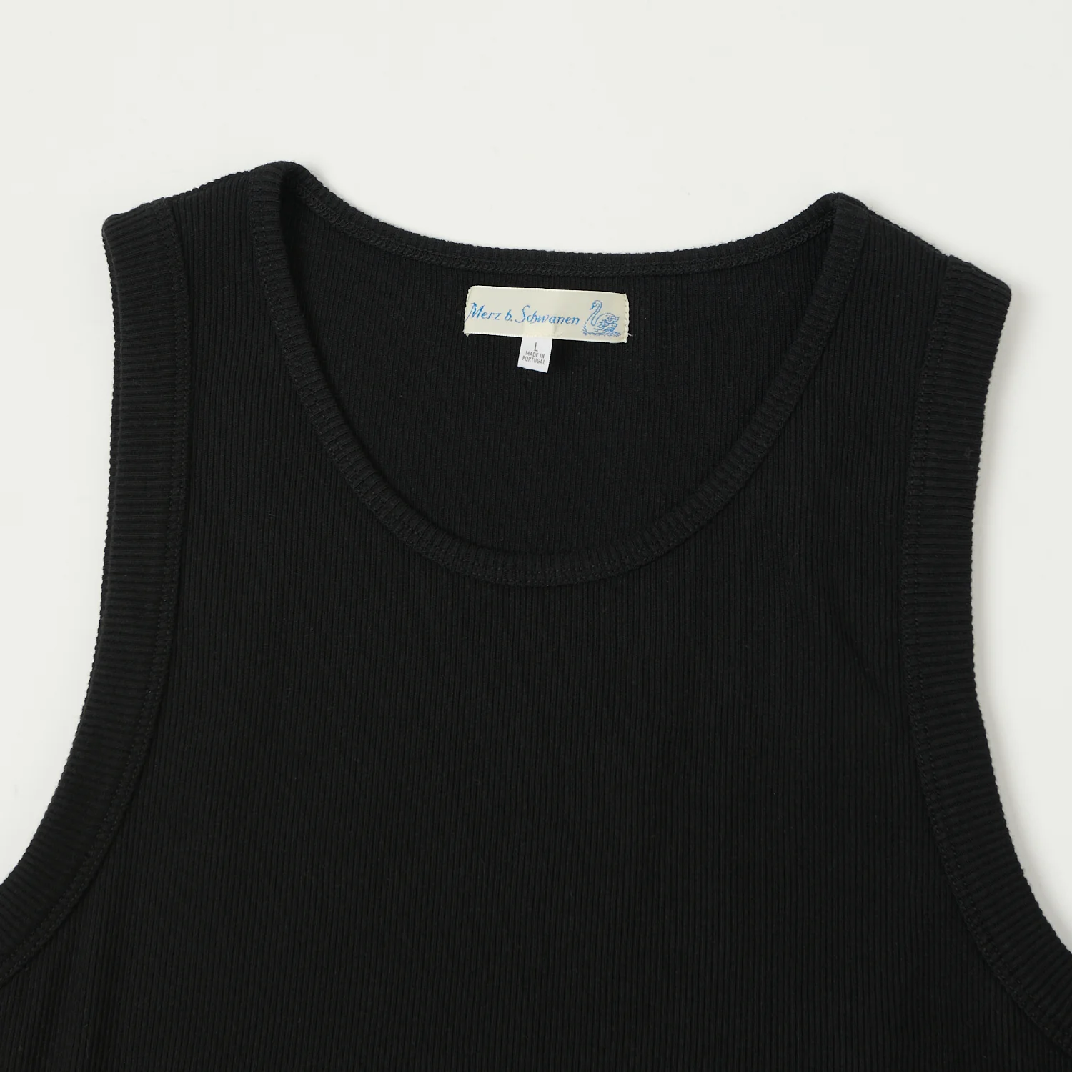 Merz b. Schwanen 'Good Basics' Ribbed Tank Top - Deep Black - Image 2