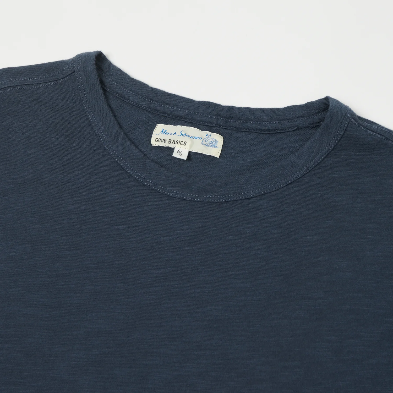 Merz b. Schwanen 'Good Basics' SCT04 Pima Slub Cotton Tee - Denim Blue - Image 2