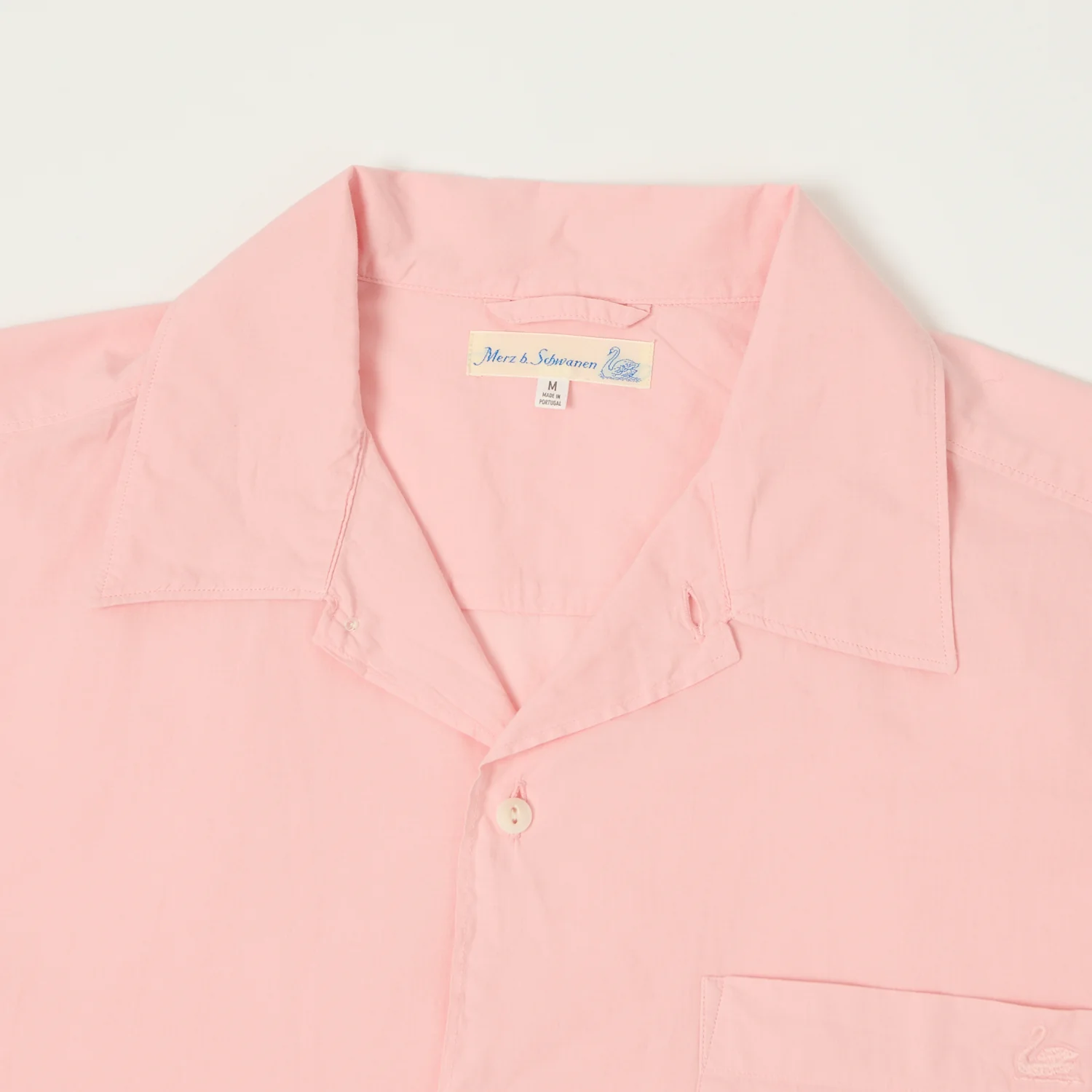 Merz b. Schwanen 'Good Basics' Poplin Short Sleeve Shirt - Faded Peach - Image 2