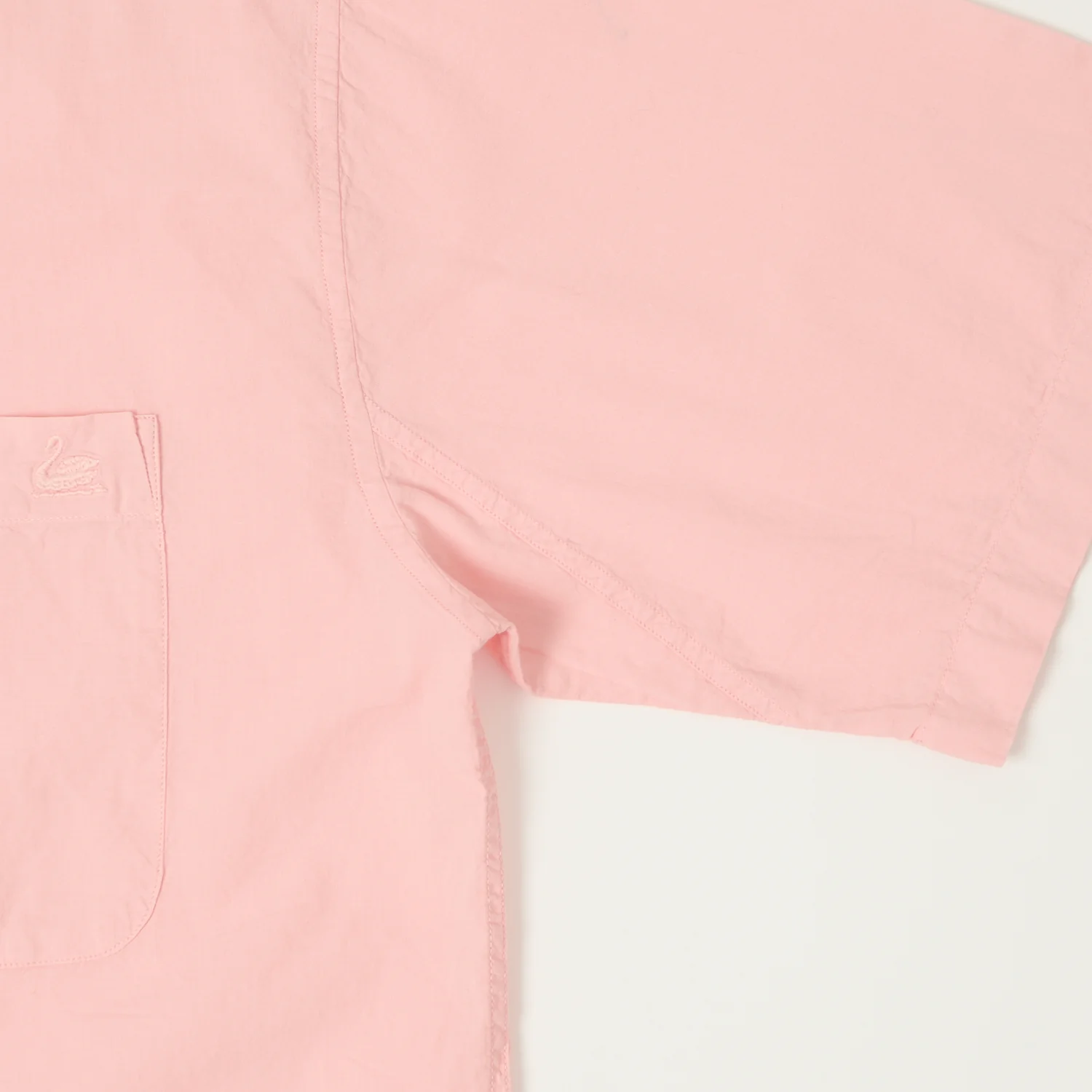 Merz b. Schwanen 'Good Basics' Poplin Short Sleeve Shirt - Faded Peach - Image 5