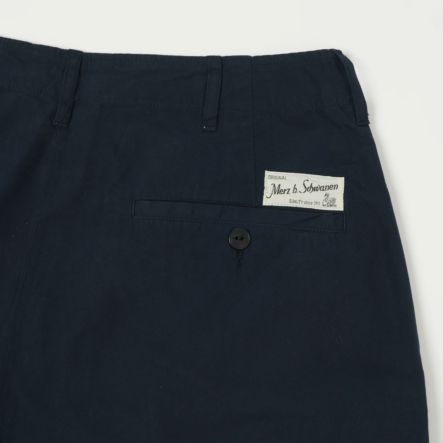 Merz b. Schwanen 'Good Basics' 5.1oz Poplin Shorts - Dark Navy - Image 2