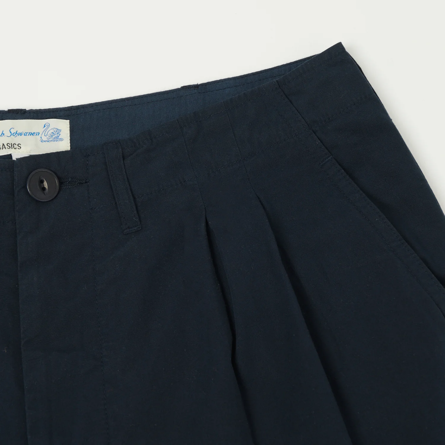 Merz b. Schwanen 'Good Basics' 5.1oz Poplin Shorts - Dark Navy - Image 3