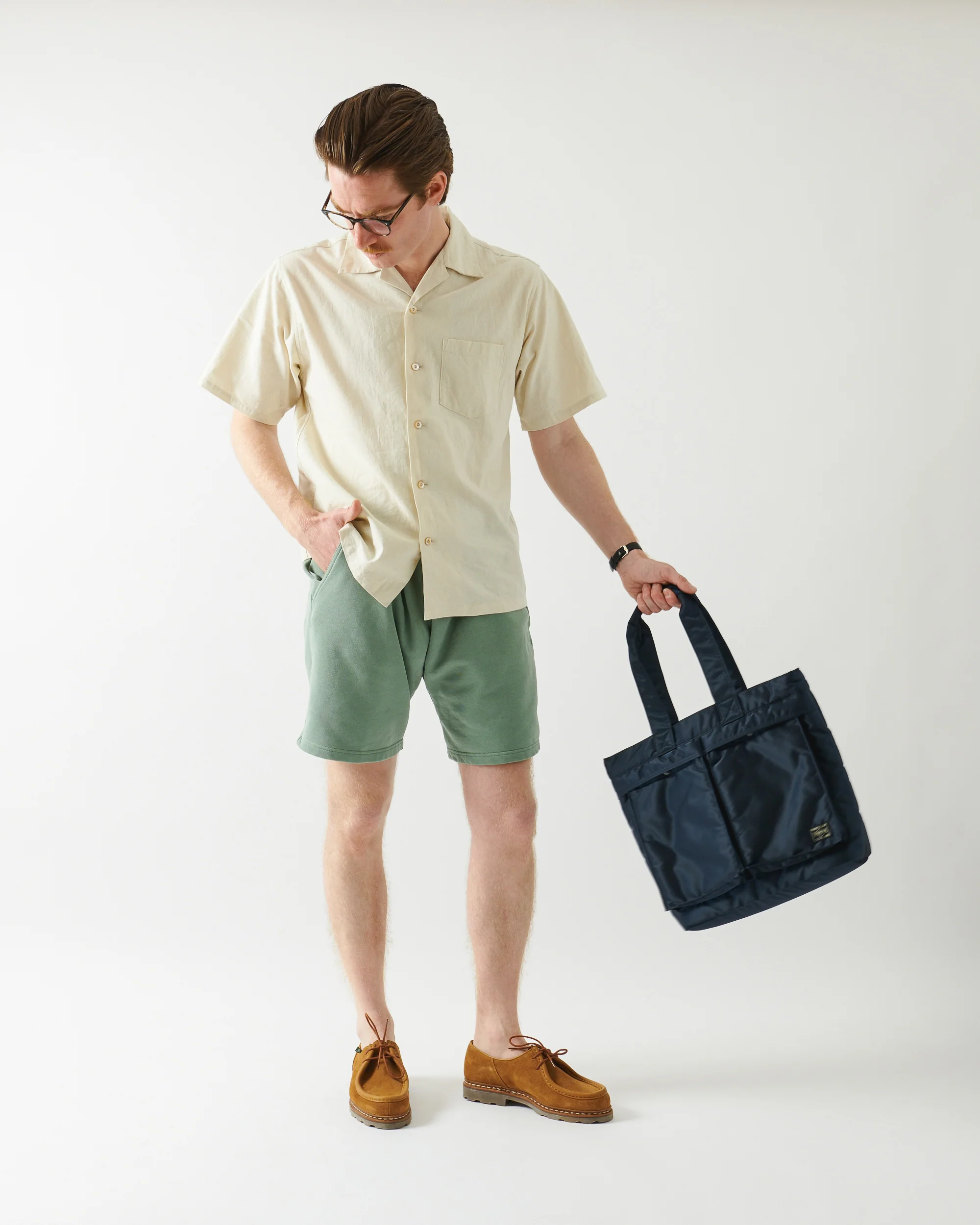 Merz b. Schwanen 'Good Basics' Relaxed Sweatshort - Light Army - Image 7
