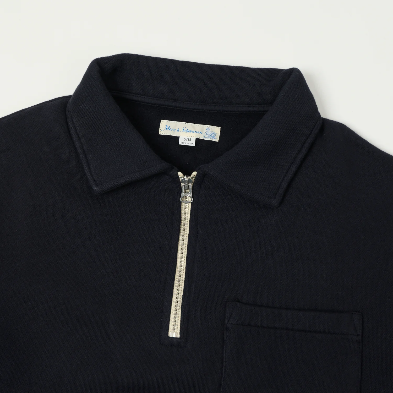 Merz b. Schwanen 'Good Basics' Quarter Zip Sweatshirt - Dark Navy - Image 2