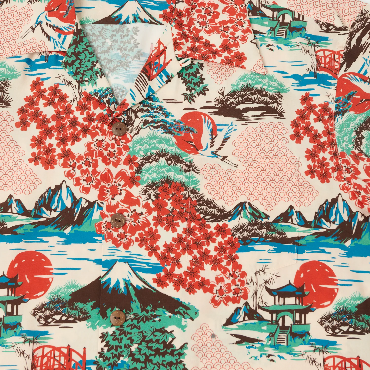 Micky Oye 'The Land of the Fujiyama' Aloha Shirt - Nature - Image 3