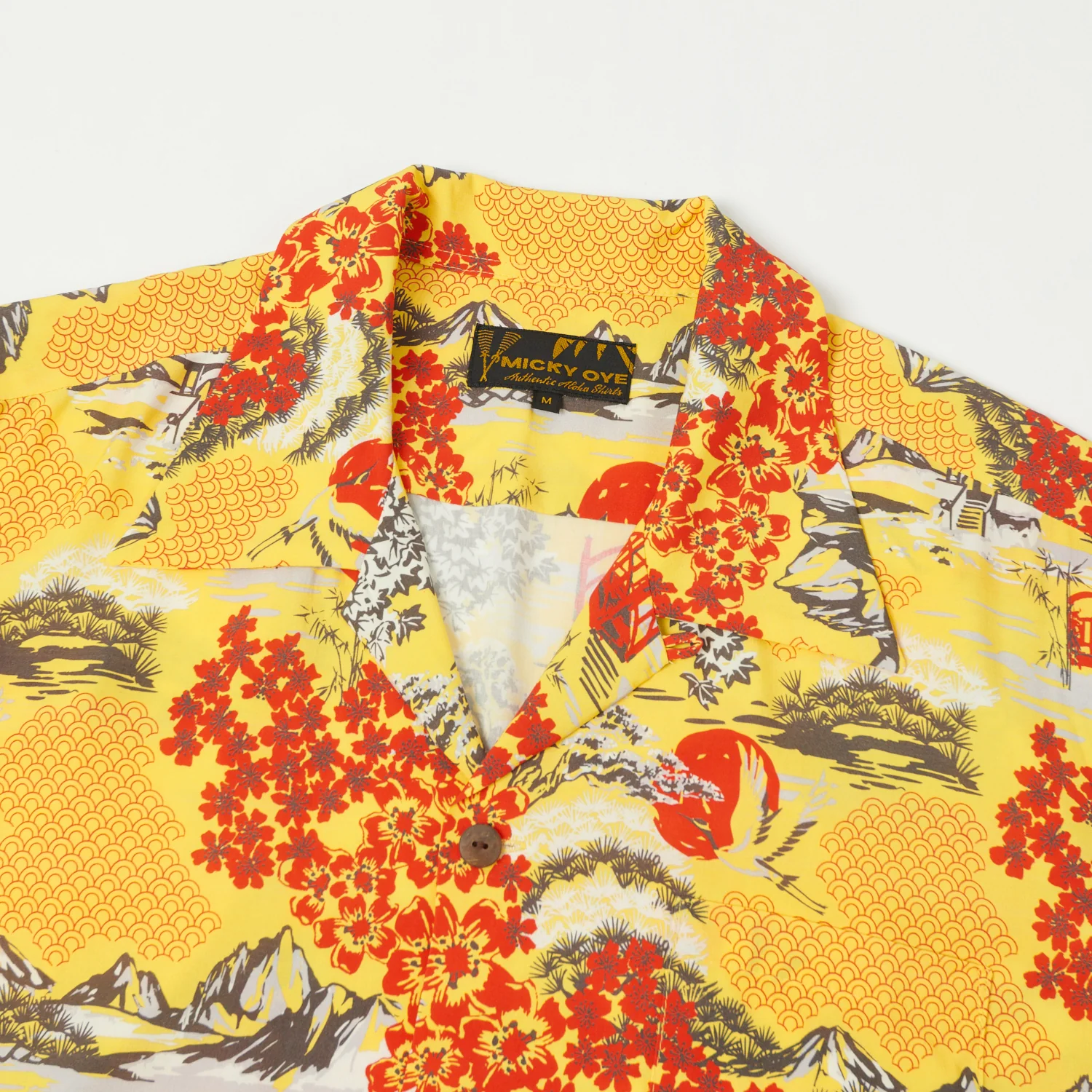 Micky Oye 'The Land of the Fujiyama' Aloha Shirt - Yellow - Image 2