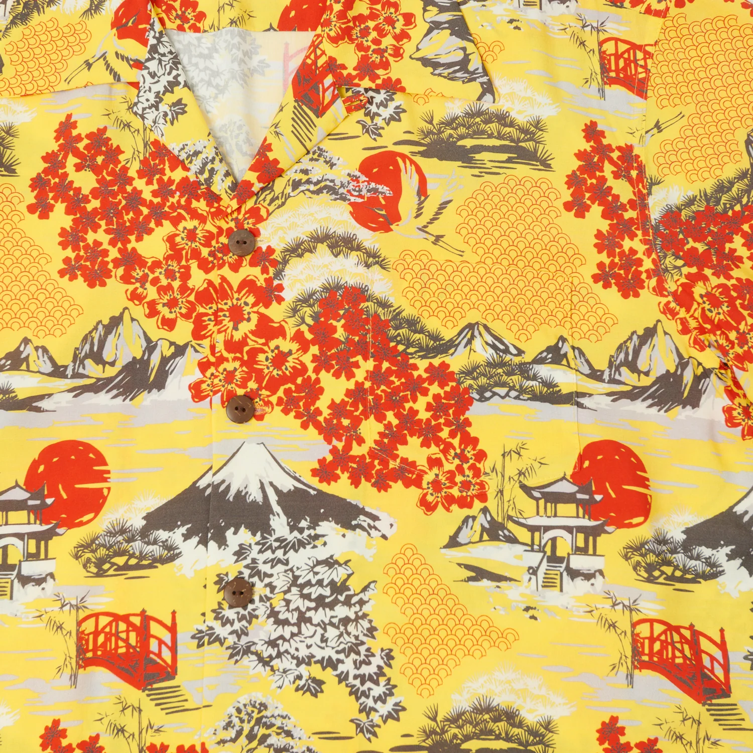 Micky Oye 'The Land of the Fujiyama' Aloha Shirt - Yellow - Image 3