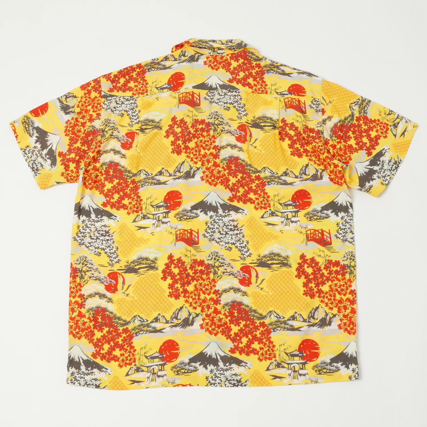 Micky Oye 'The Land of the Fujiyama' Aloha Shirt - Yellow - Image 4