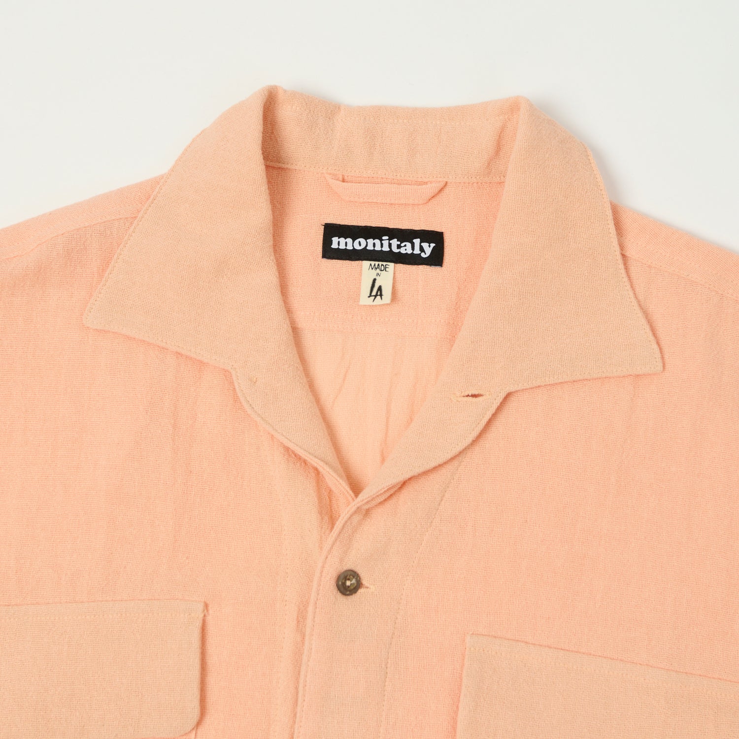 Monitaly 'Milano' 1950s Camp Collar Shirt - Tropical Peach - Image 2