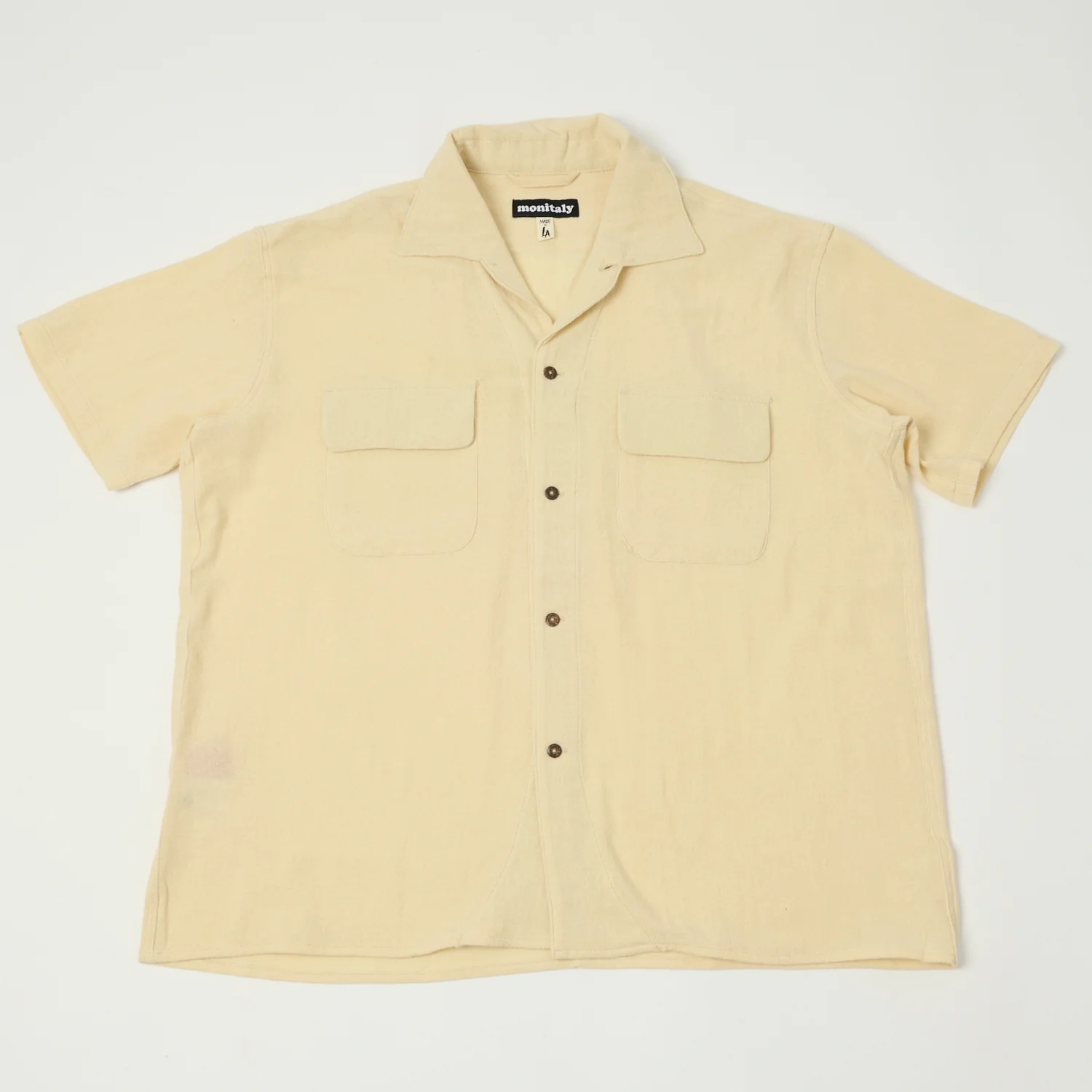 Monitaly 'Milano' 1950s Camp Collar Shirt - Tropical Natural