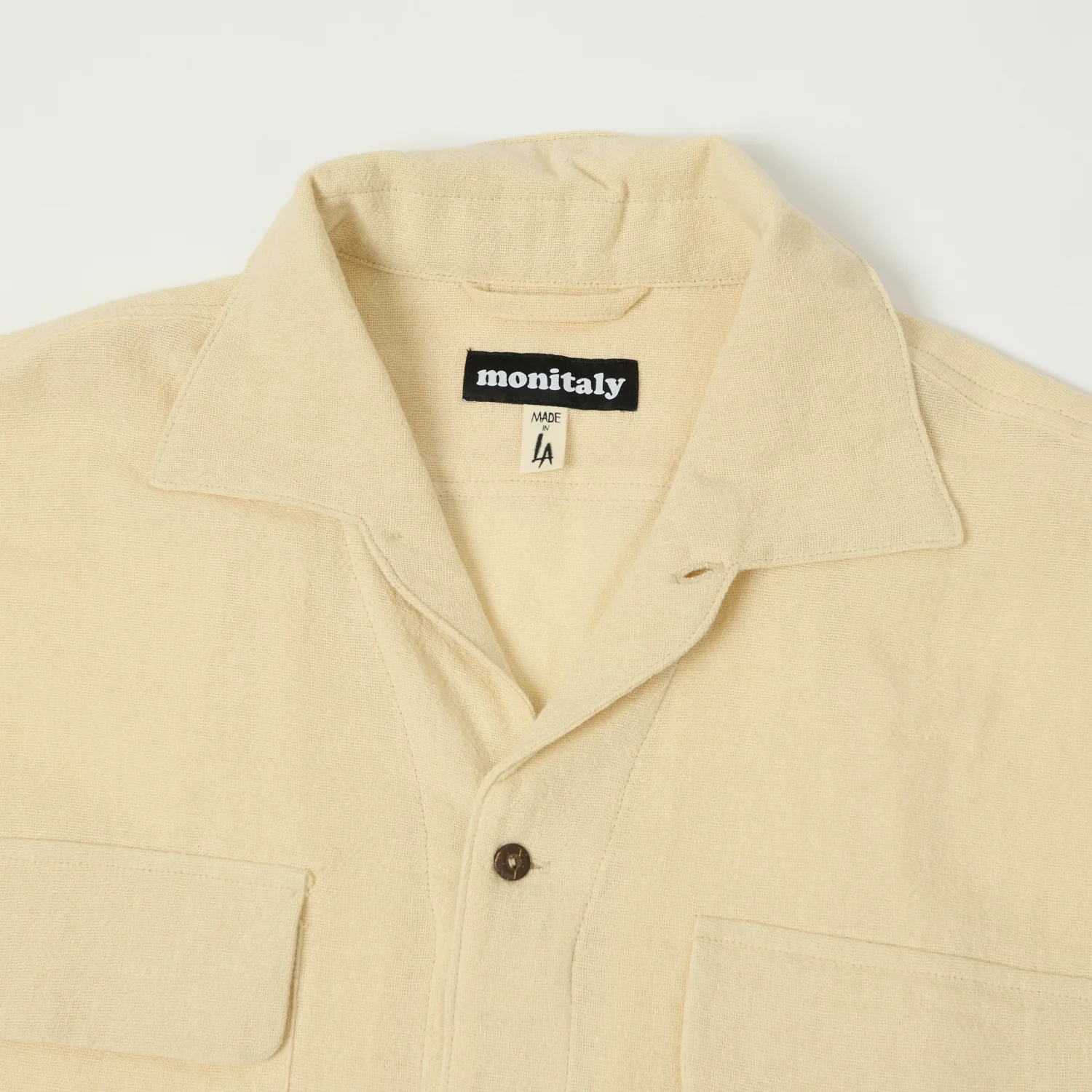 Monitaly 'Milano' 1950s Camp Collar Shirt - Tropical Natural - Image 2