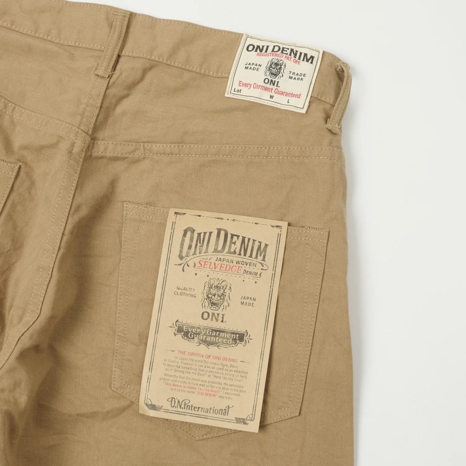 ONI Denim 022-SCKB 9.5oz Selvedge Chambray Wide Straight Chino - Khaki Beige - Image 2
