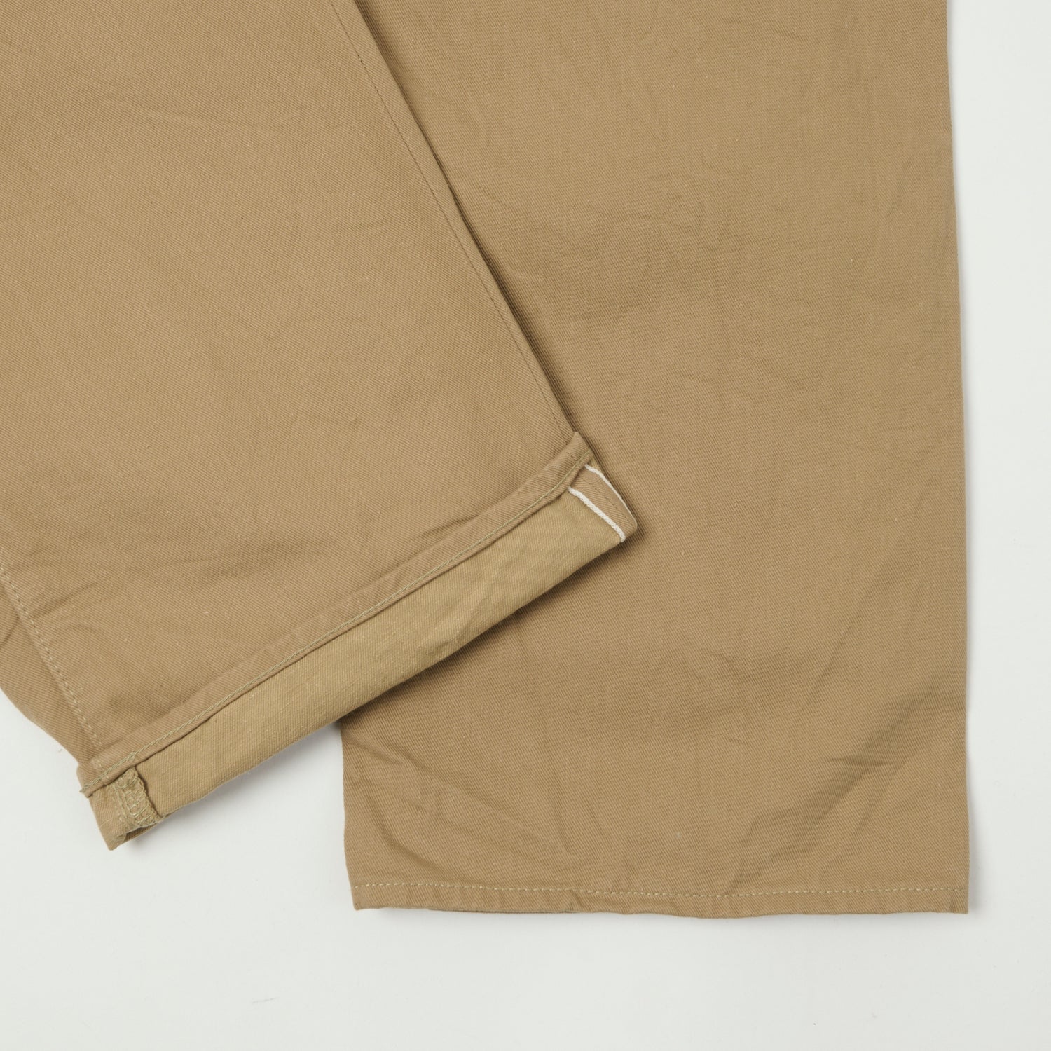 ONI Denim 022-SCKB 9.5oz Selvedge Chambray Wide Straight Chino - Khaki Beige - Image 3