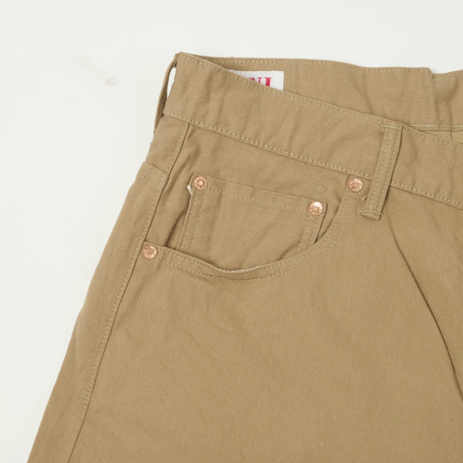 ONI Denim 022-SCKB 9.5oz Selvedge Chambray Wide Straight Chino - Khaki Beige - Image 4