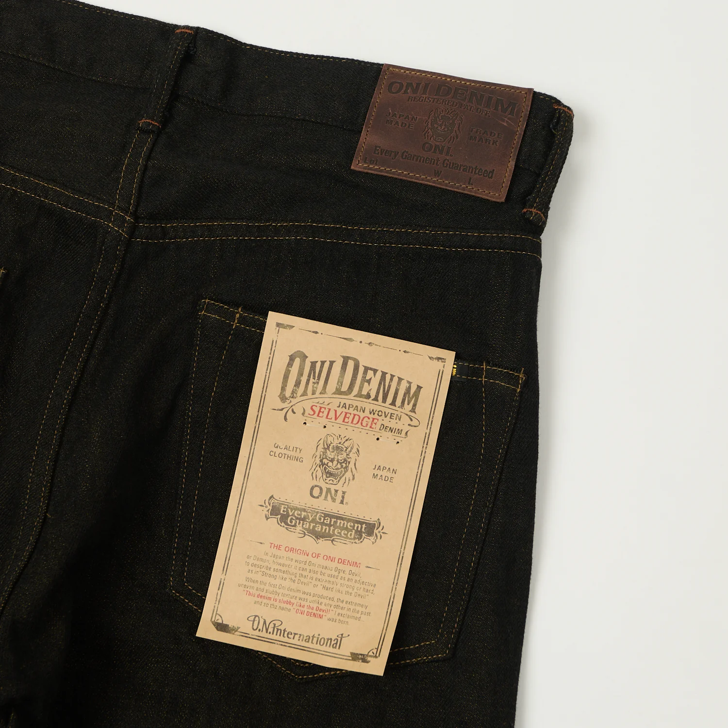 ONI Denim 222-BKOL 12.5oz Black x Olive Extra Wide Straight Jean - One Wash - Image 2