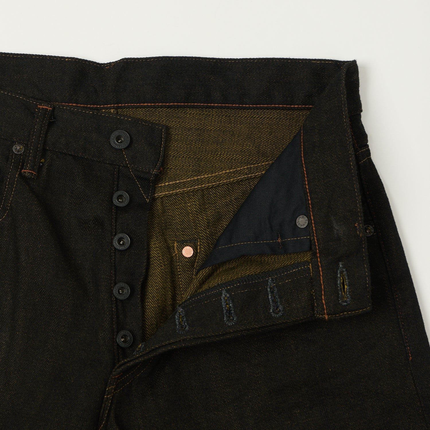 ONI Denim 222-BKOL 12.5oz Black x Olive Extra Wide Straight Jean - One Wash - Image 5