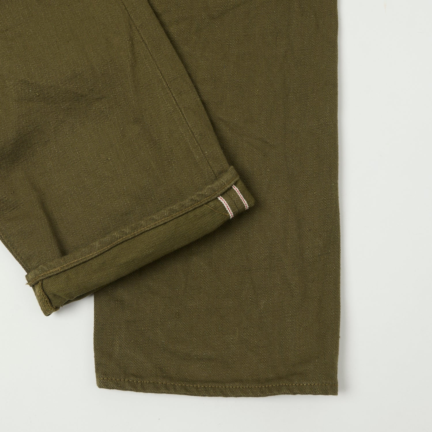 ONI Denim 246-OLOL 'Warp and Weft' 12oz Relaxed Tapered Jean - Olive One Wash - Image 3