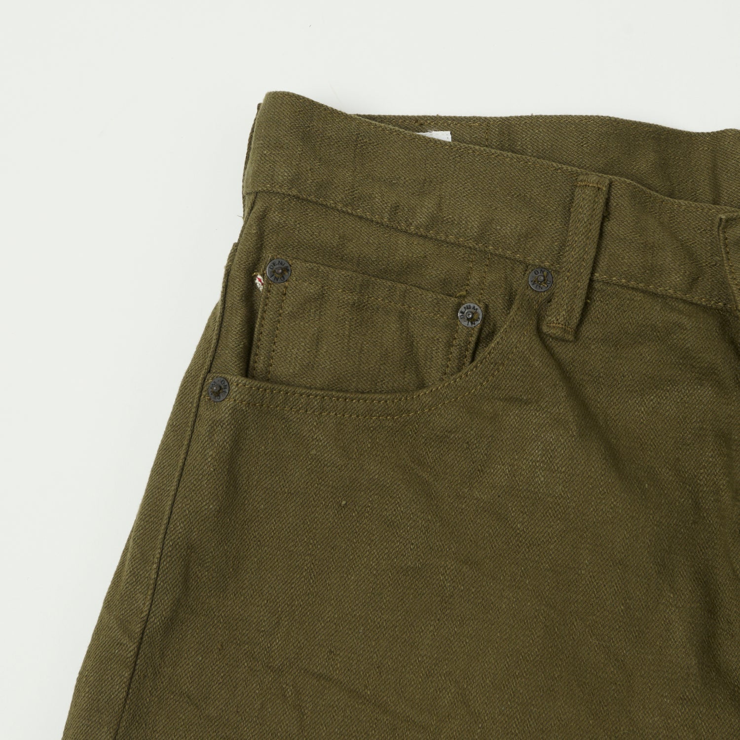 ONI Denim 246-OLOL 'Warp and Weft' 12oz Relaxed Tapered Jean - Olive One Wash - Image 4