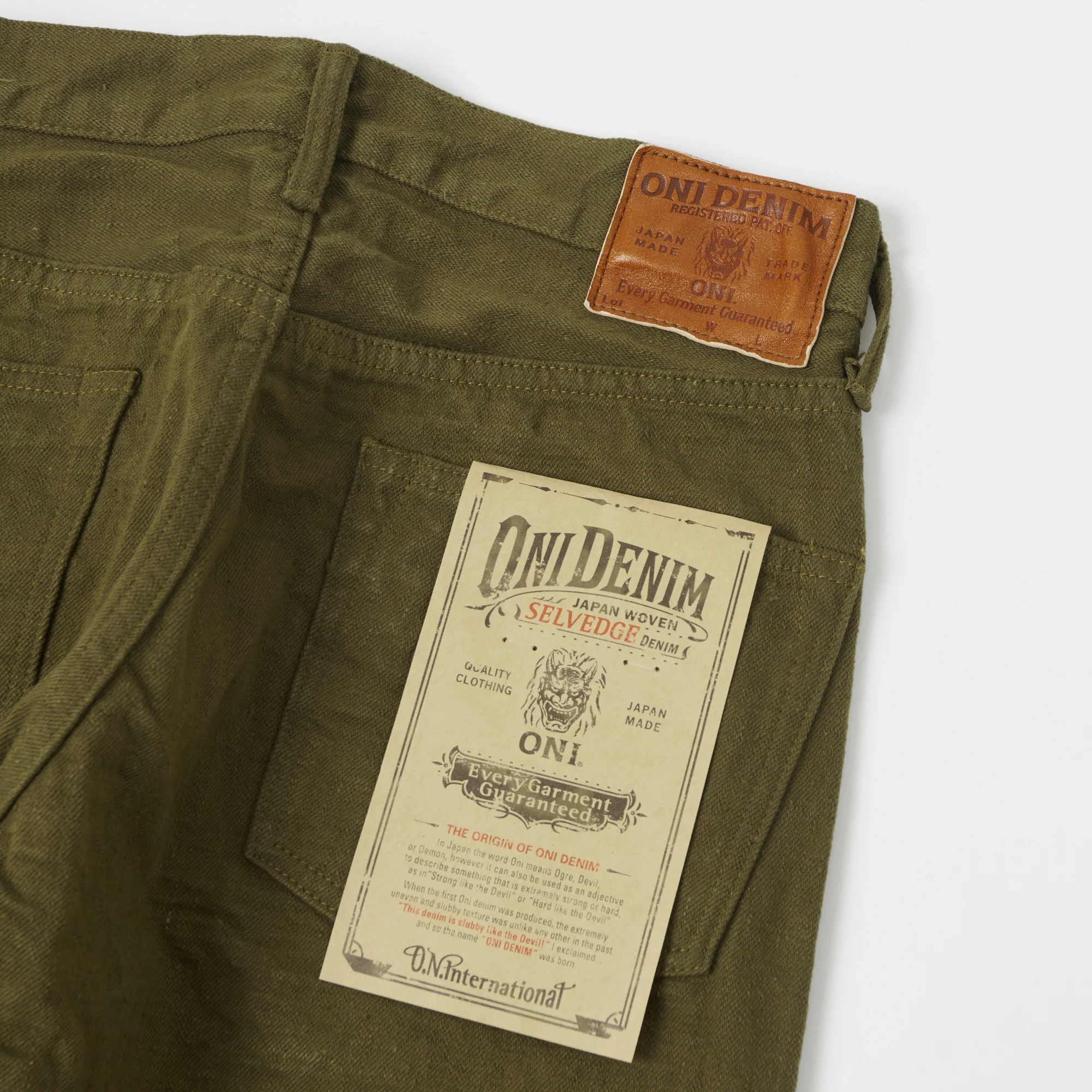 ONI Denim 612-OLOL 'Warp and Weft' 12oz Regular Tapered Jean - Olive One Wash - Image 4