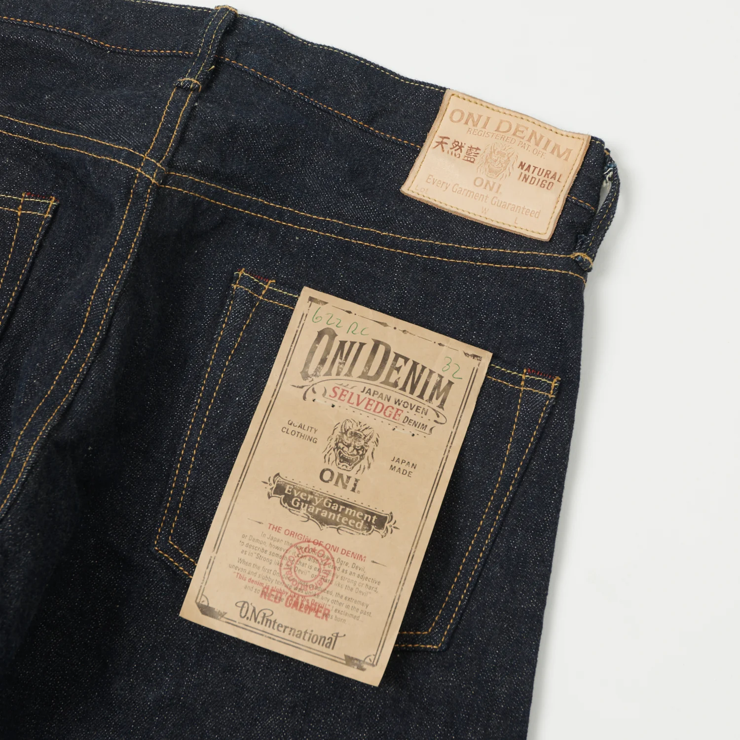 ONI Denim 622RC 16oz Natural Indigo Red Caliper Regular Tapered Jean - One Wash - Image 2