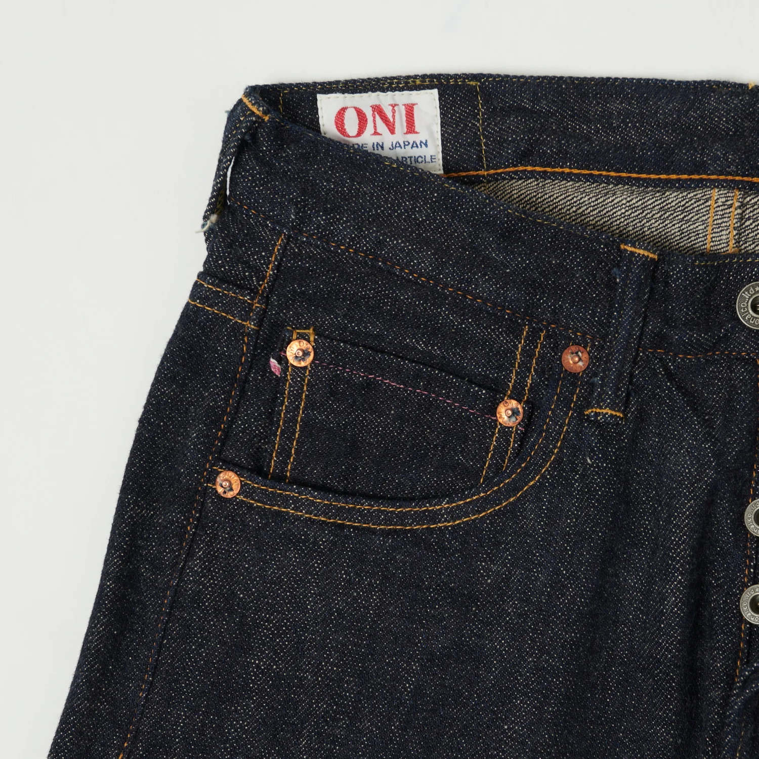 ONI Denim 689 Kiraku II 12oz Natural Indigo Slim Tapered Jean - One Wash - Image 5