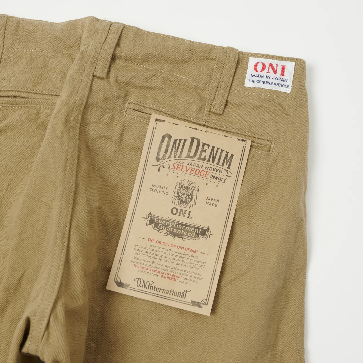 ONI Denim 727KH 12oz Khaki Beige Sulfur Slim Straight Chino - Rinsed - Image 4