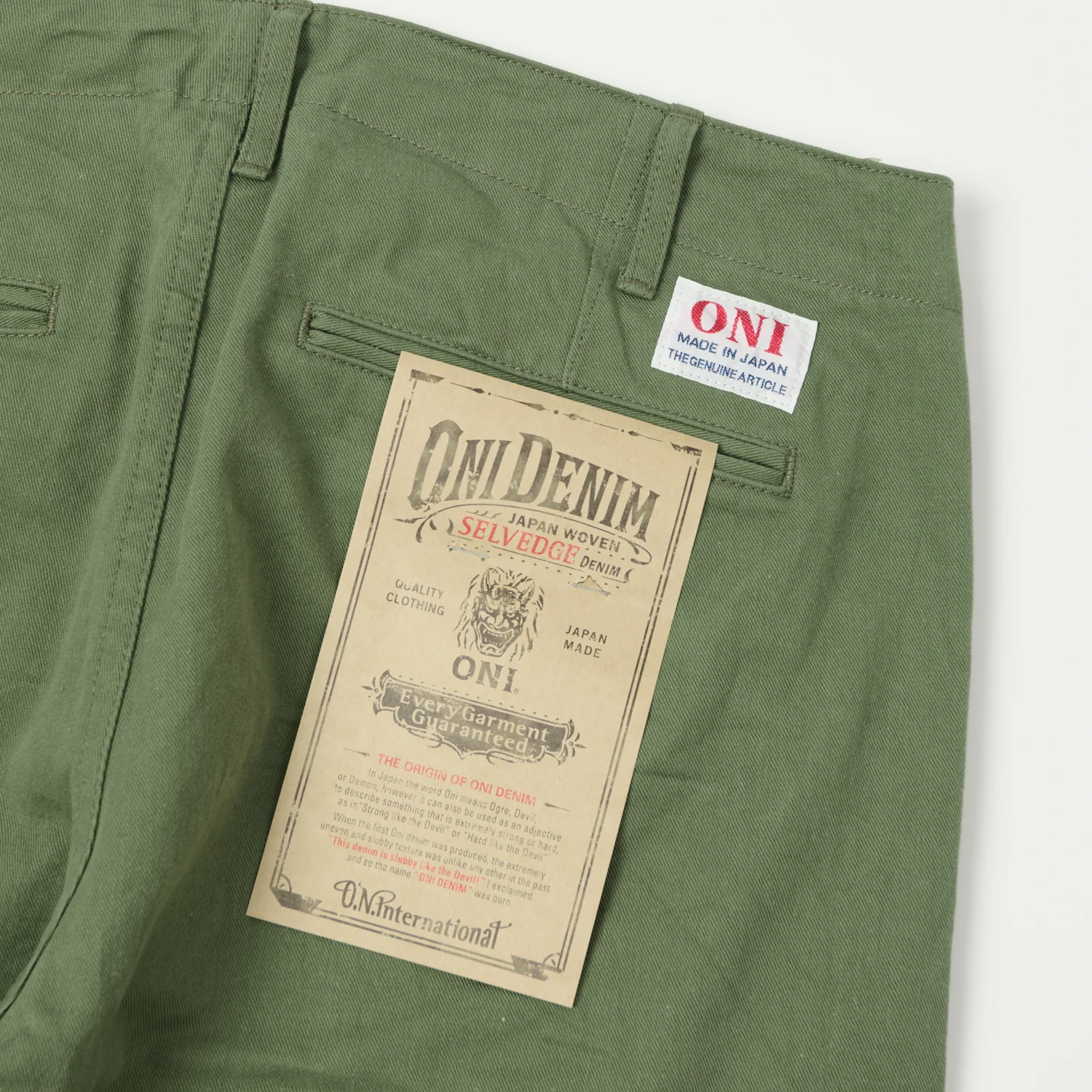 ONI Denim 737-SVC-LOL 9.5oz Selvedge Chino - Light Olive - Image 2